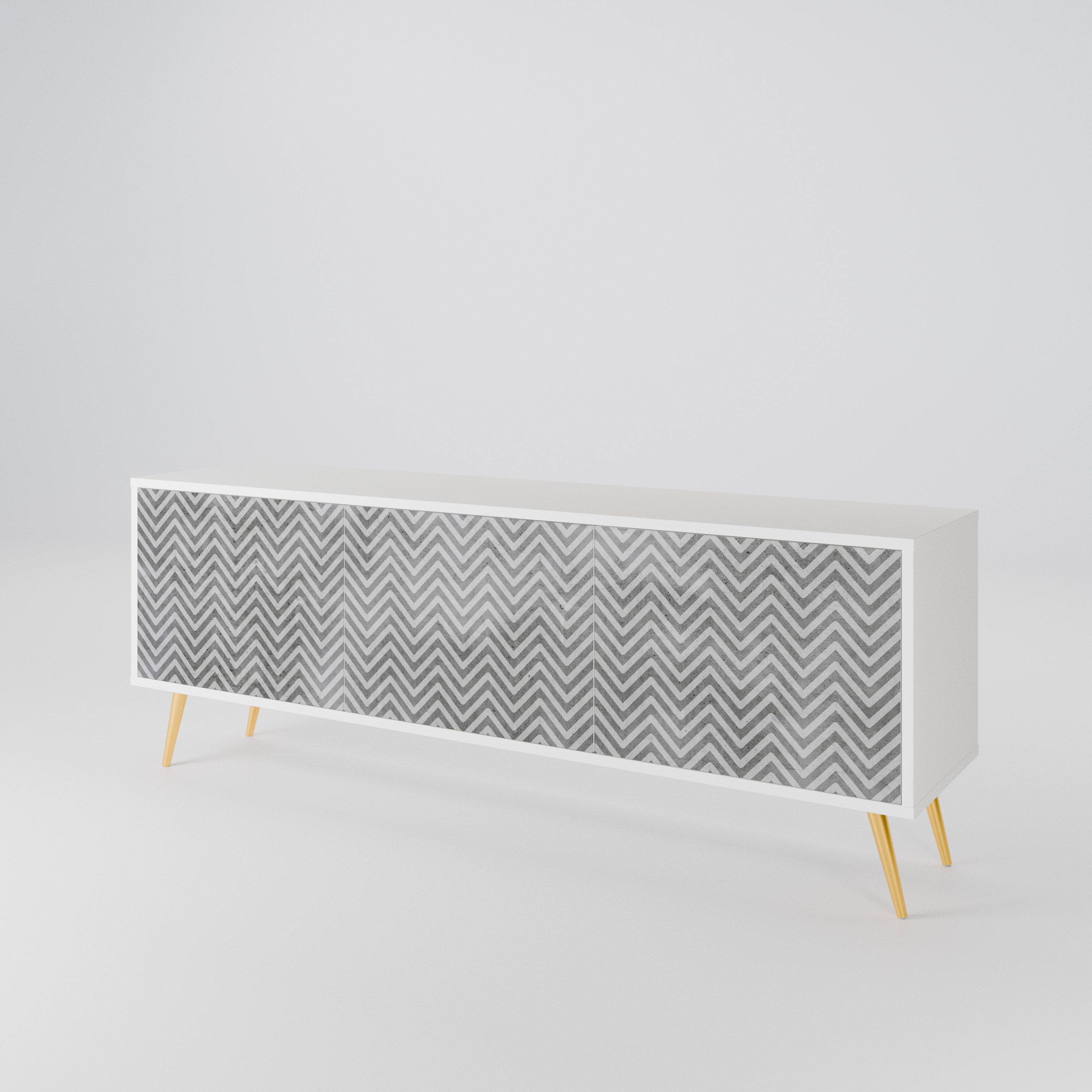 CONCRETE ZIG ZAG Třídveřový TV stolek
