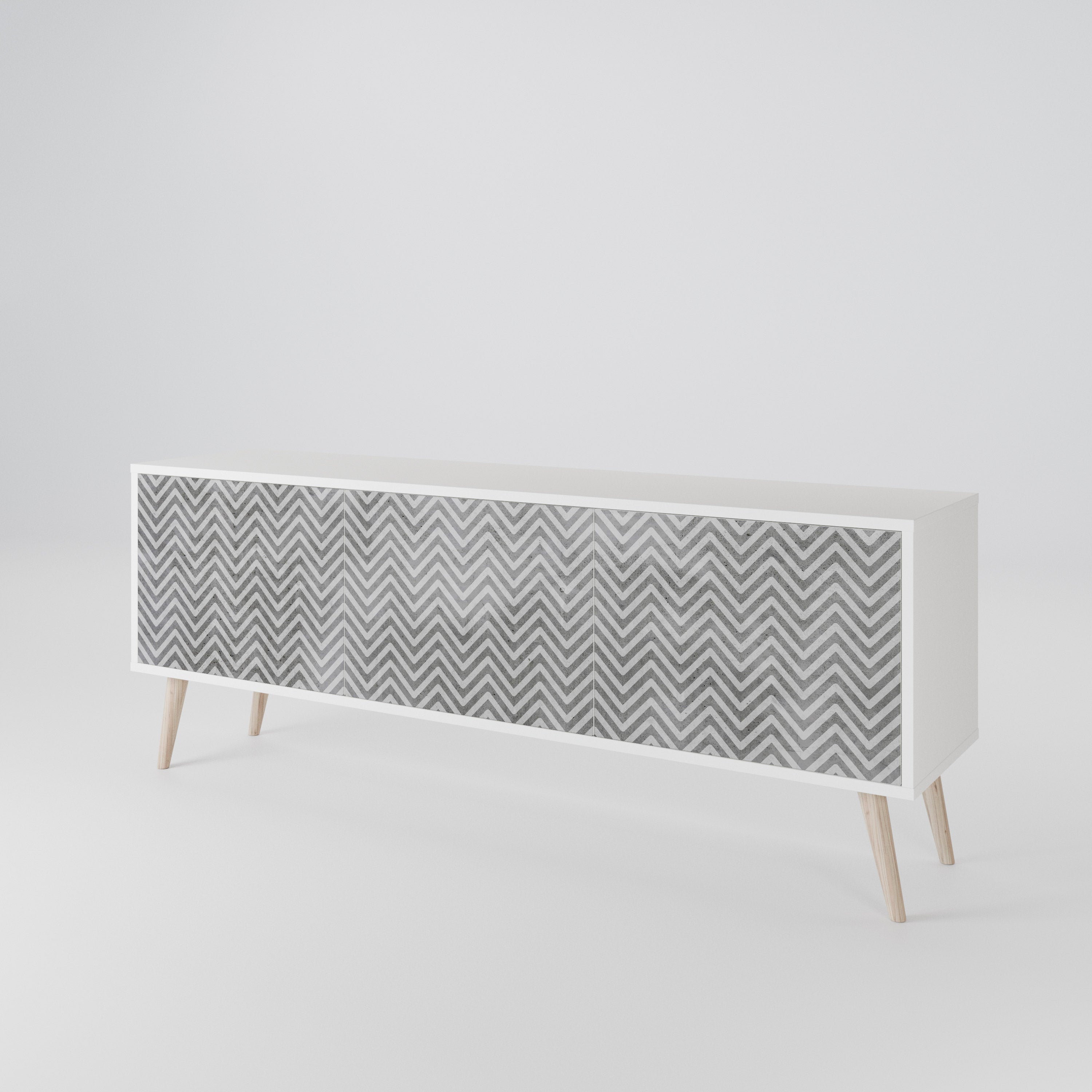 CONCRETE ZIG ZAG Třídveřový TV stolek