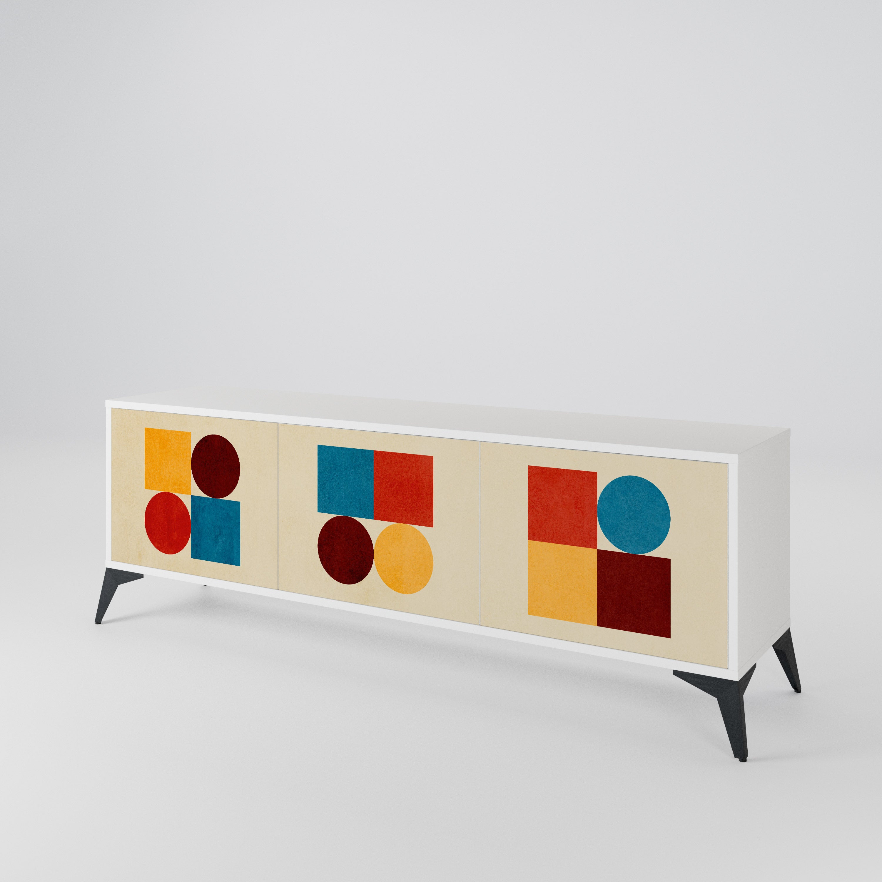 GEOMETRIC PUZZLE Třídveřový TV stolek