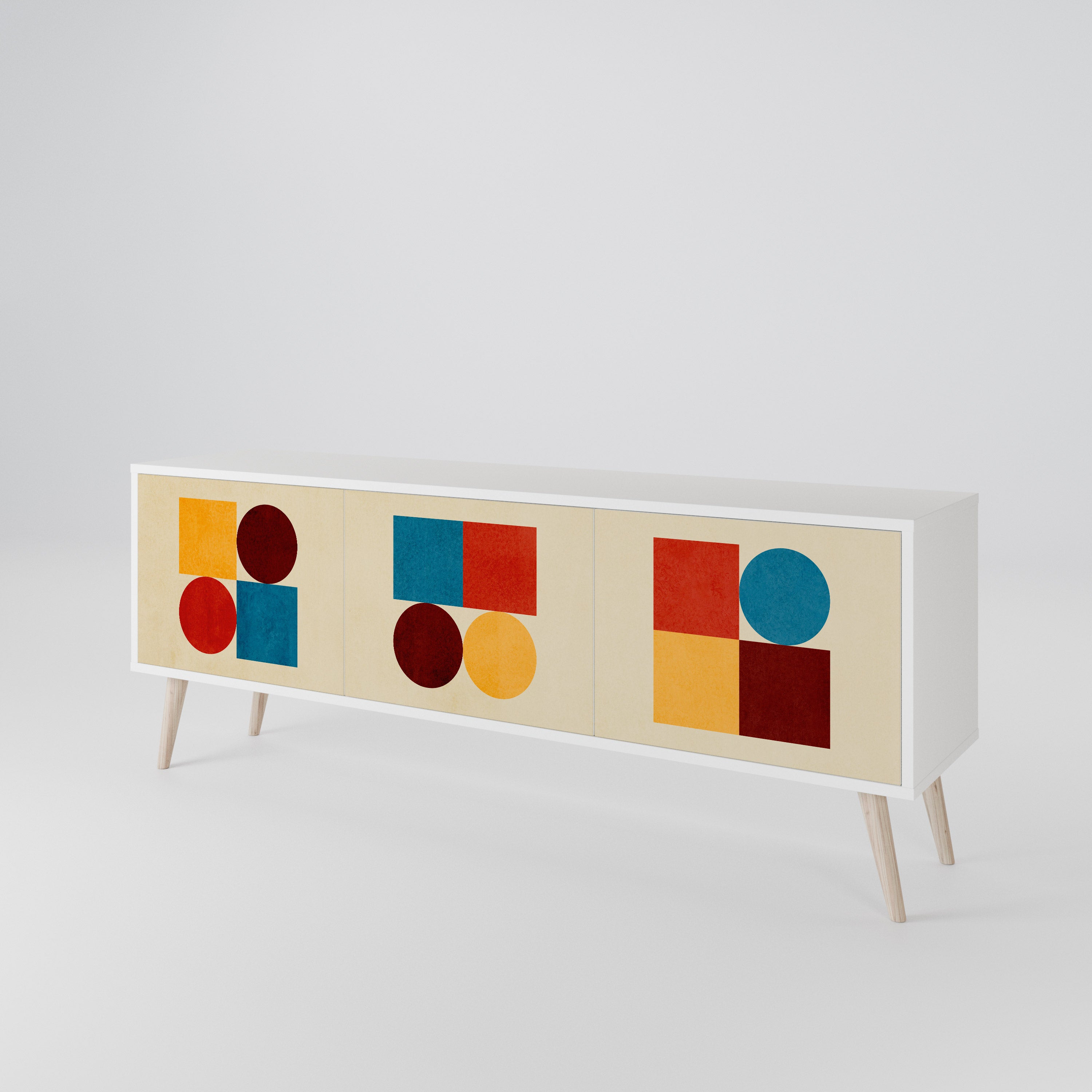GEOMETRIC PUZZLE Třídveřový TV stolek