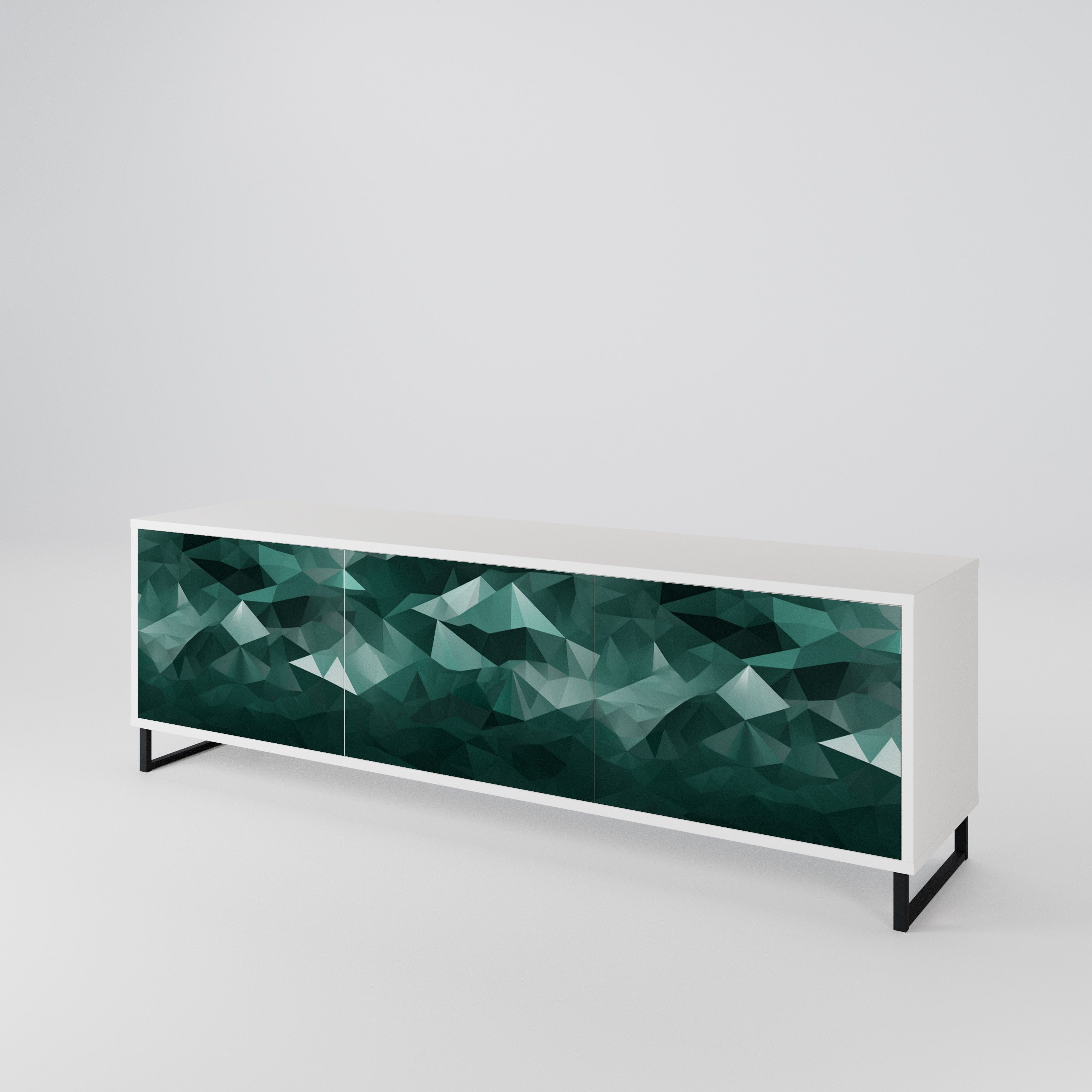 POLYGONAL FLOATING Třídveřový TV stolek