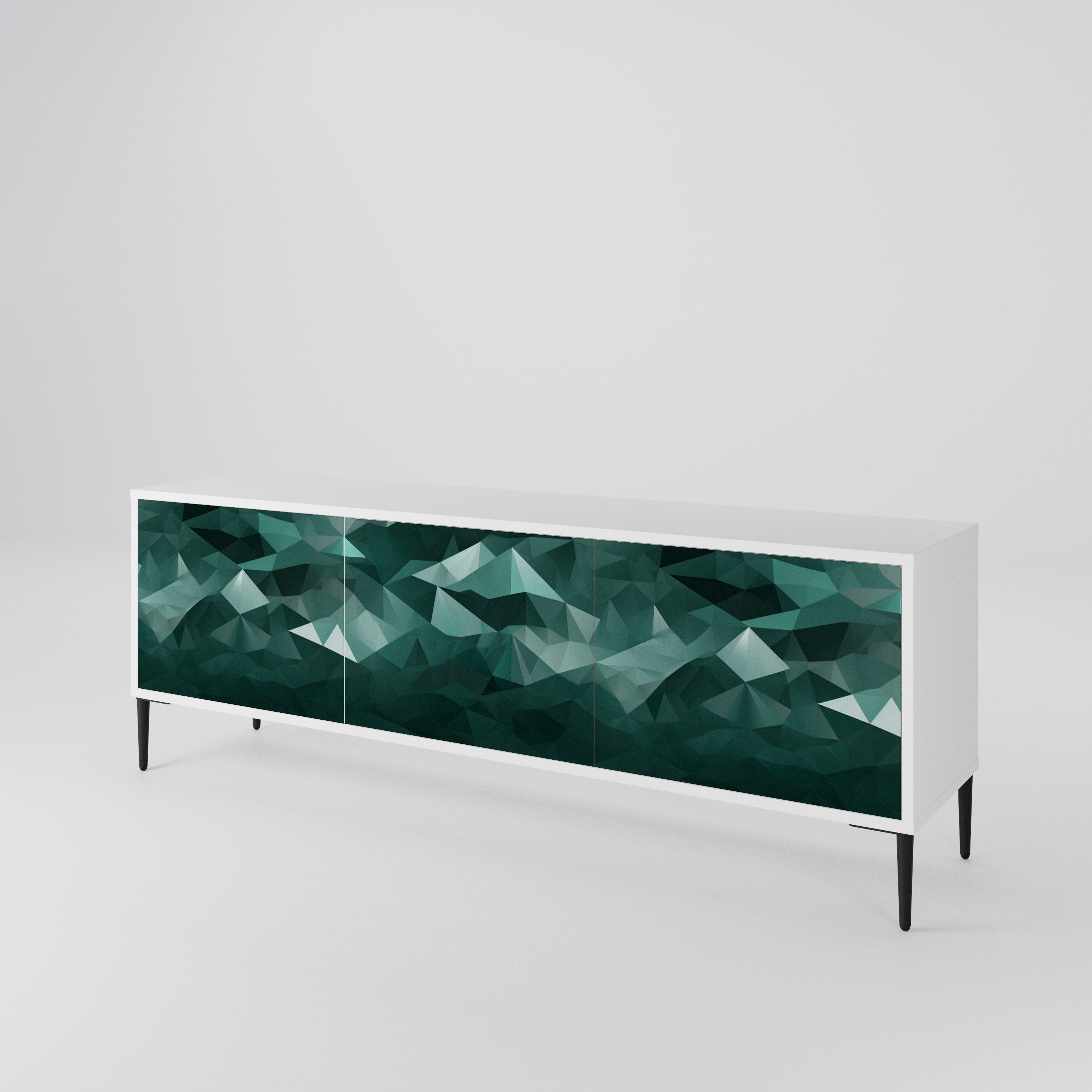 POLYGONAL FLOATING Třídveřový TV stolek