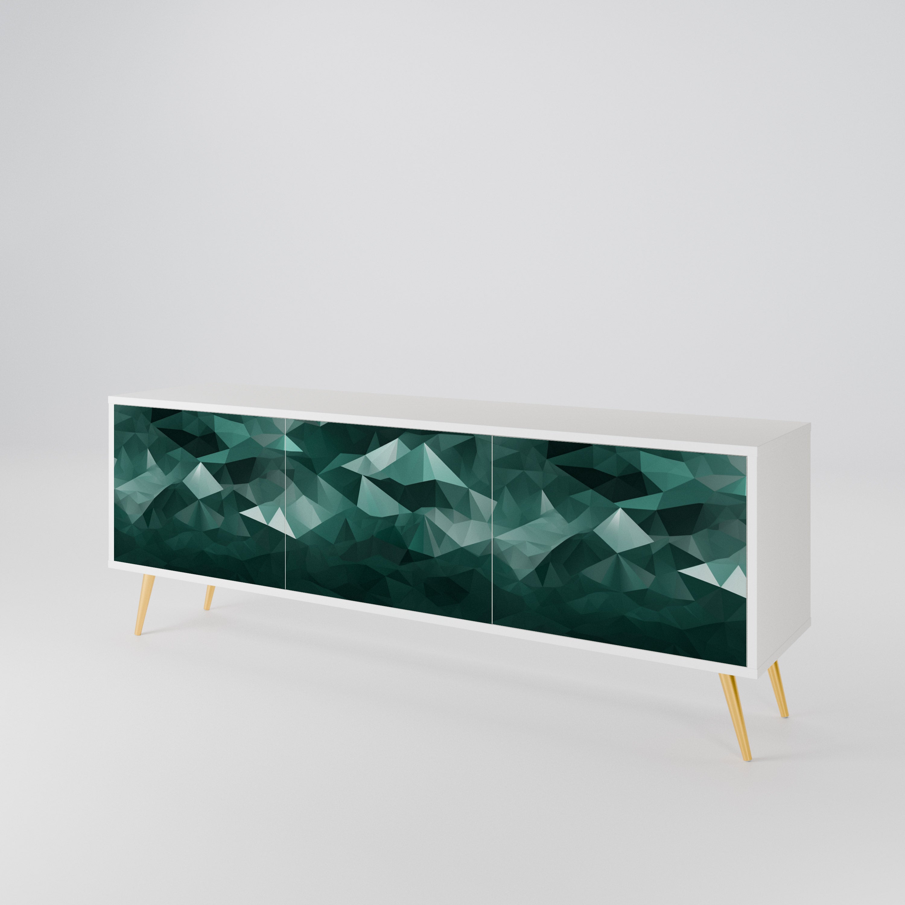 POLYGONAL FLOATING Třídveřový TV stolek