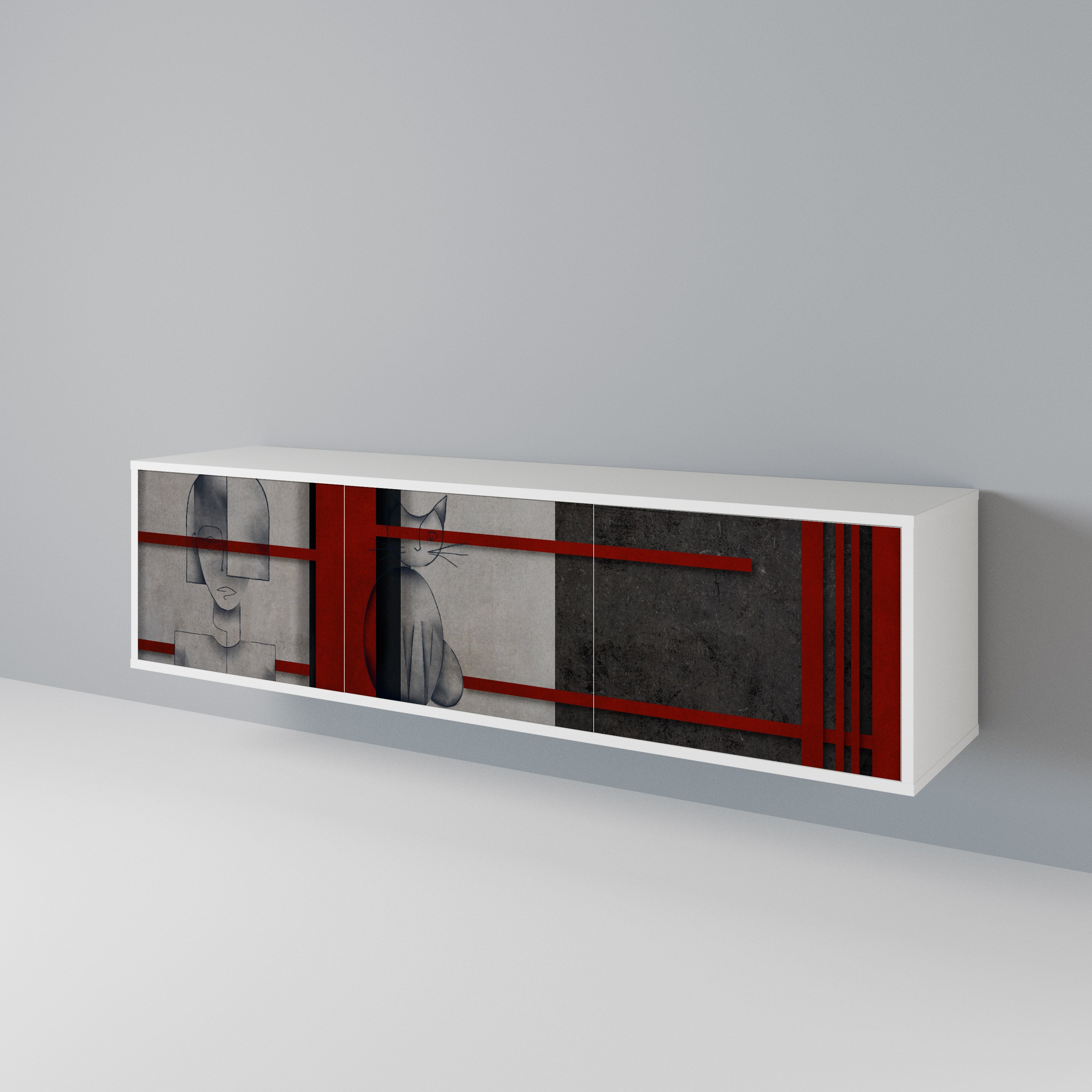 GRAY FIGURES Třídveřový TV stolek