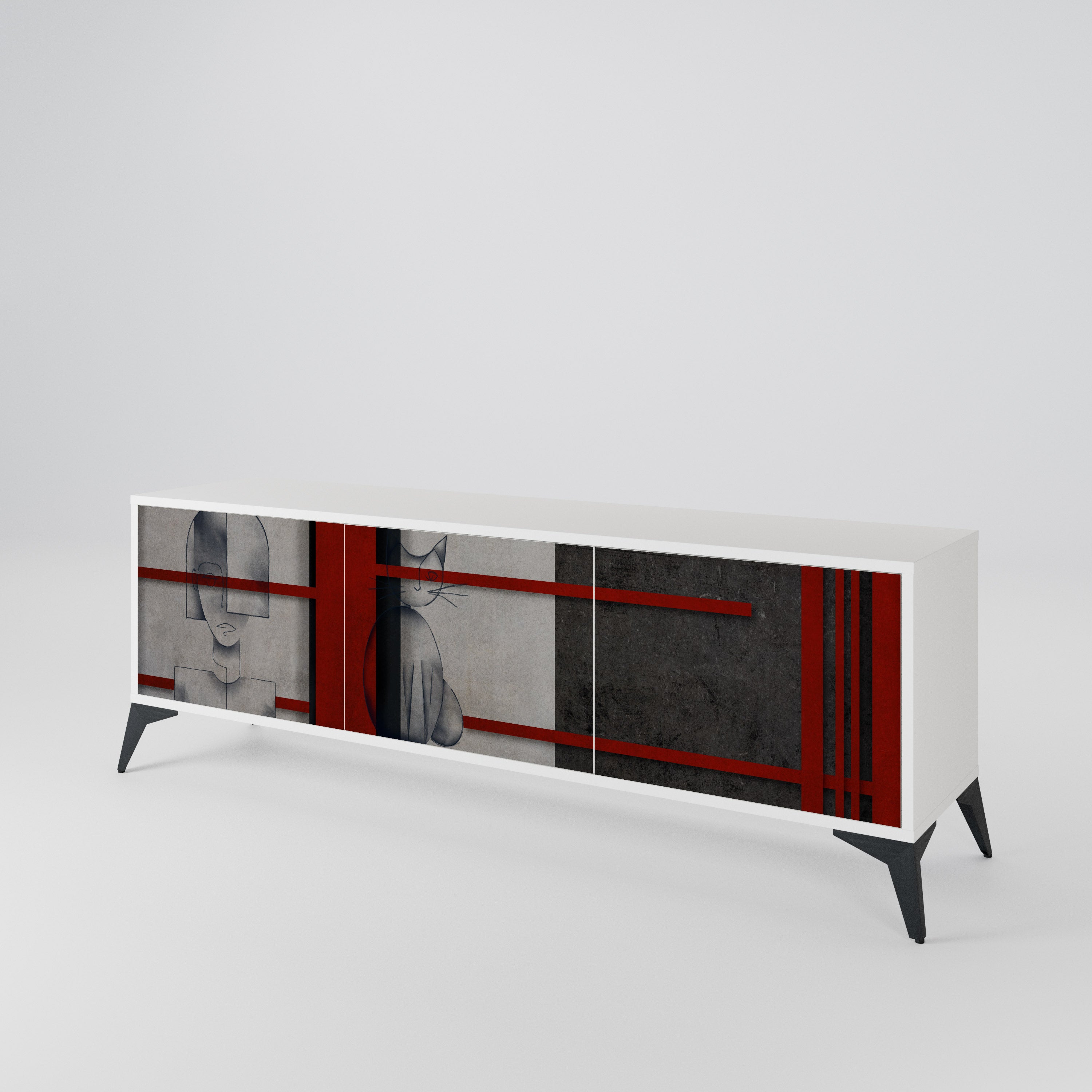 GRAY FIGURES Třídveřový TV stolek