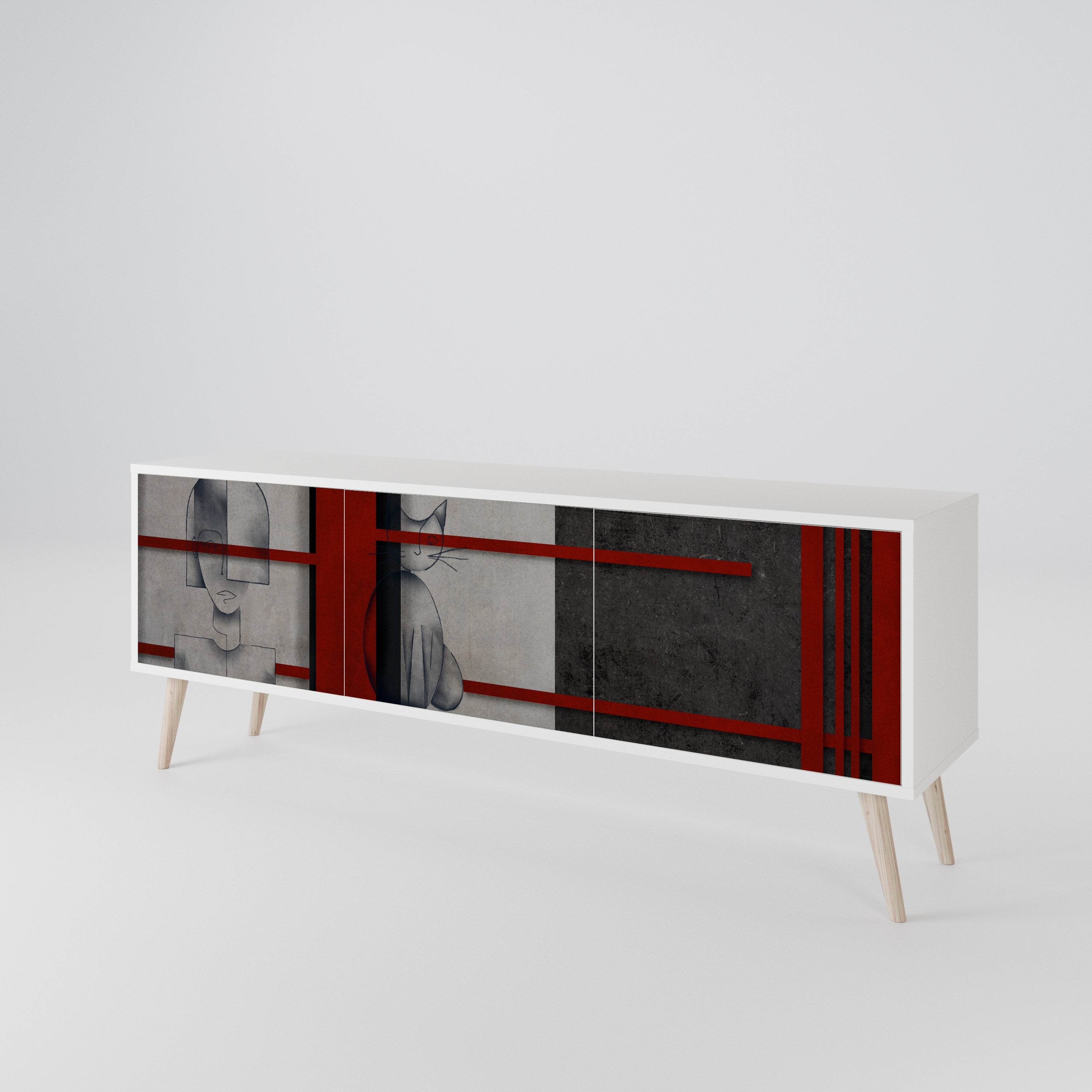 GRAY FIGURES Třídveřový TV stolek