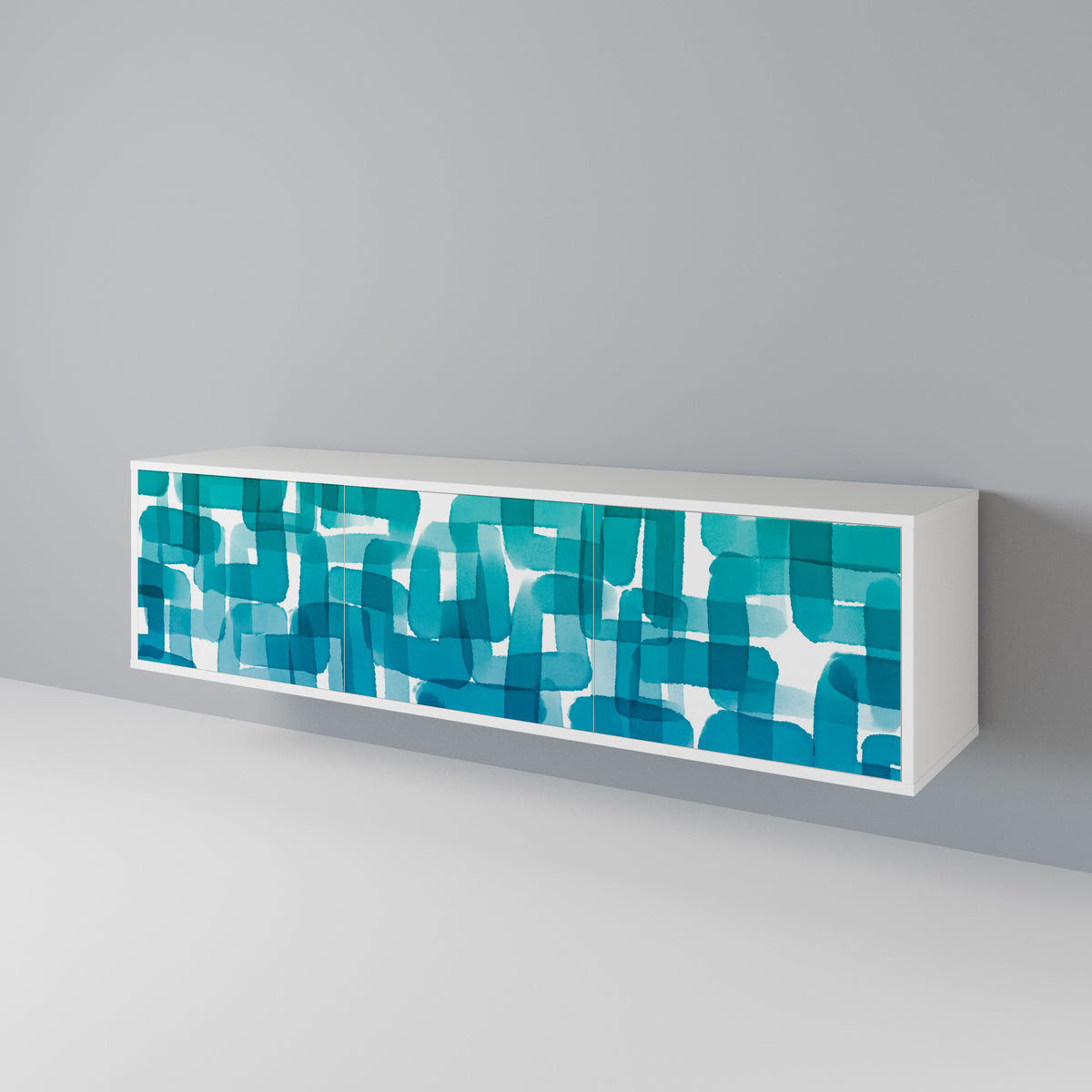TURQUOISE RECTANGLES Třídveřový TV stolek