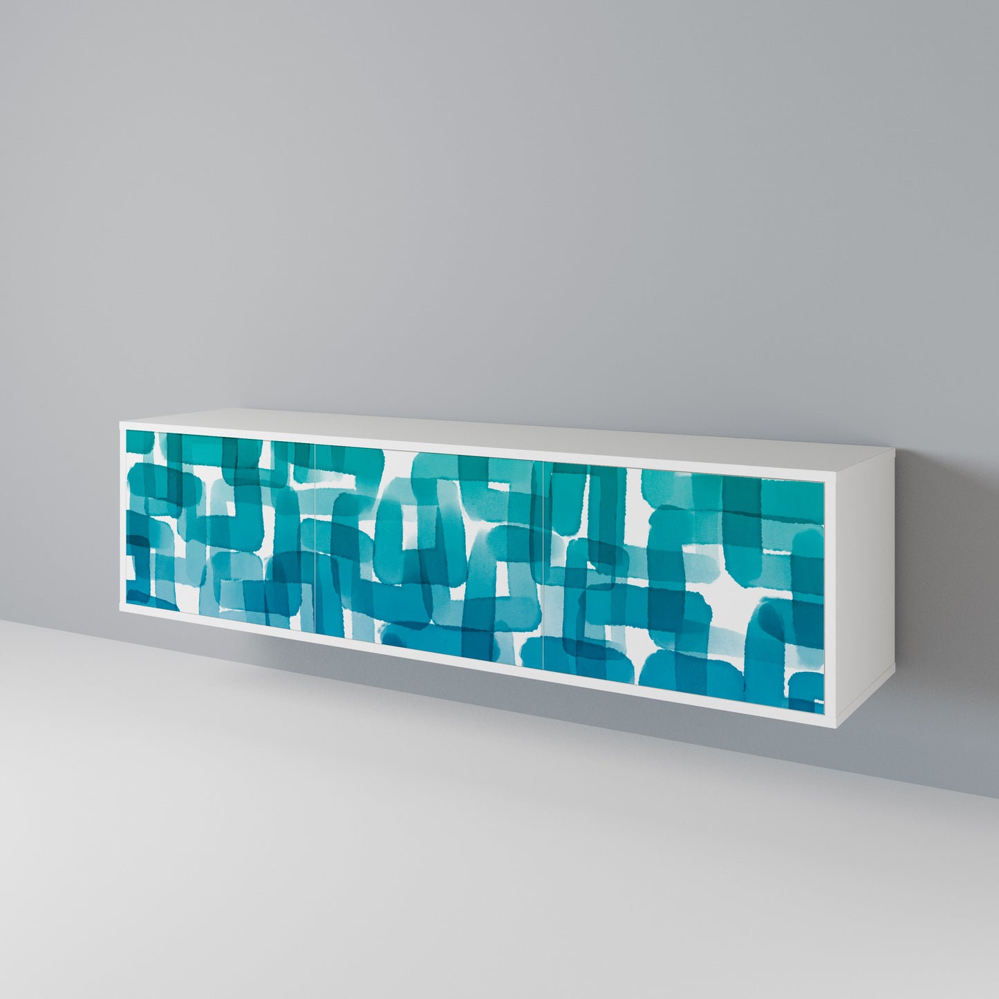 TURQUOISE RECTANGLES Třídveřový TV stolek