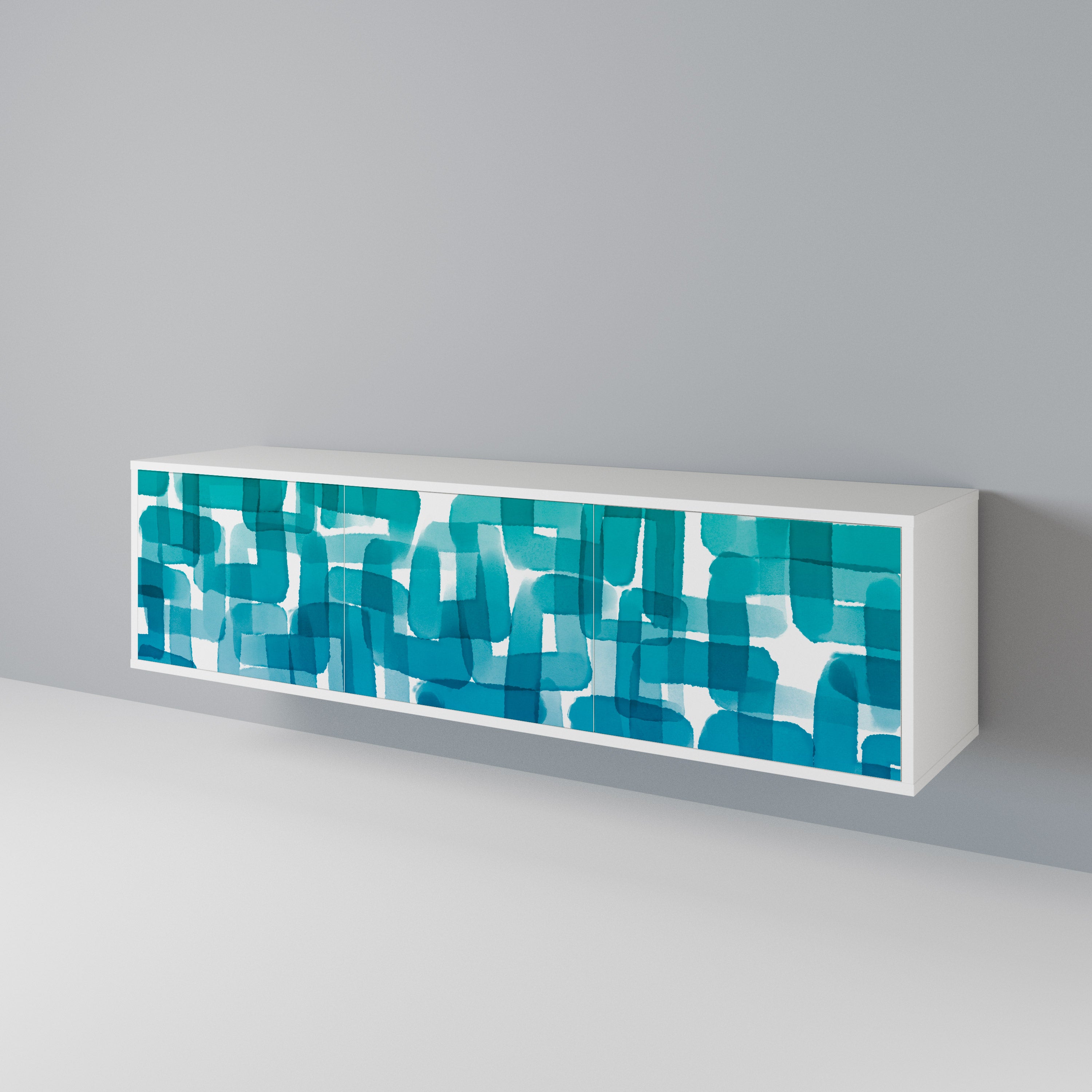 TURQUOISE RECTANGLES Třídveřový TV stolek