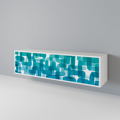 TURQUOISE RECTANGLES Třídveřový TV stolek