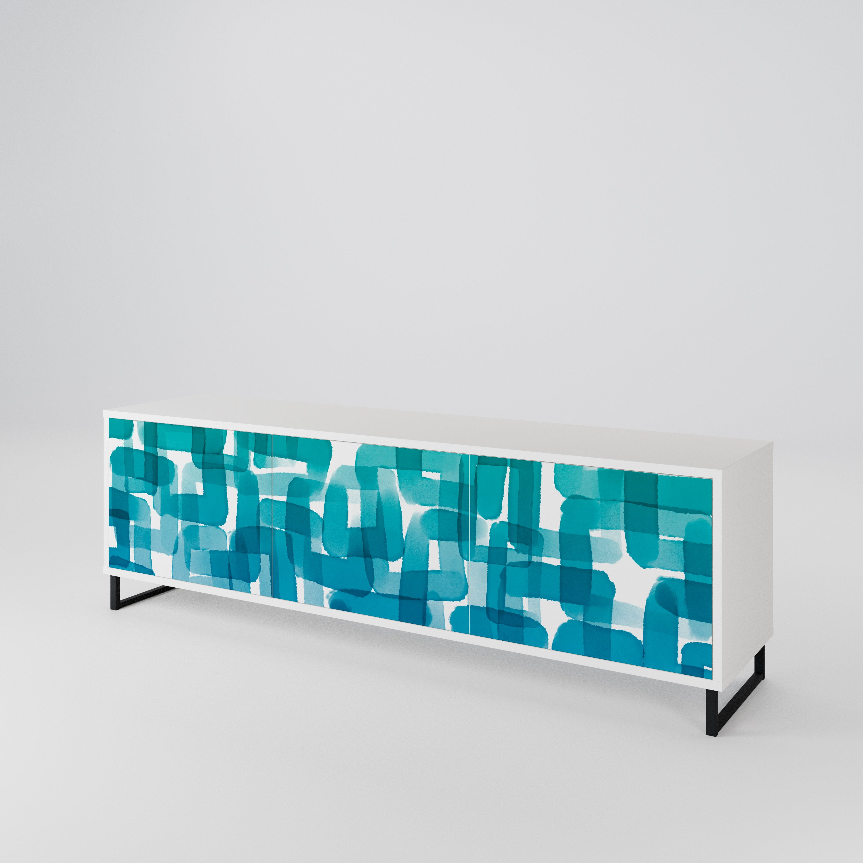 TURQUOISE RECTANGLES Třídveřový TV stolek