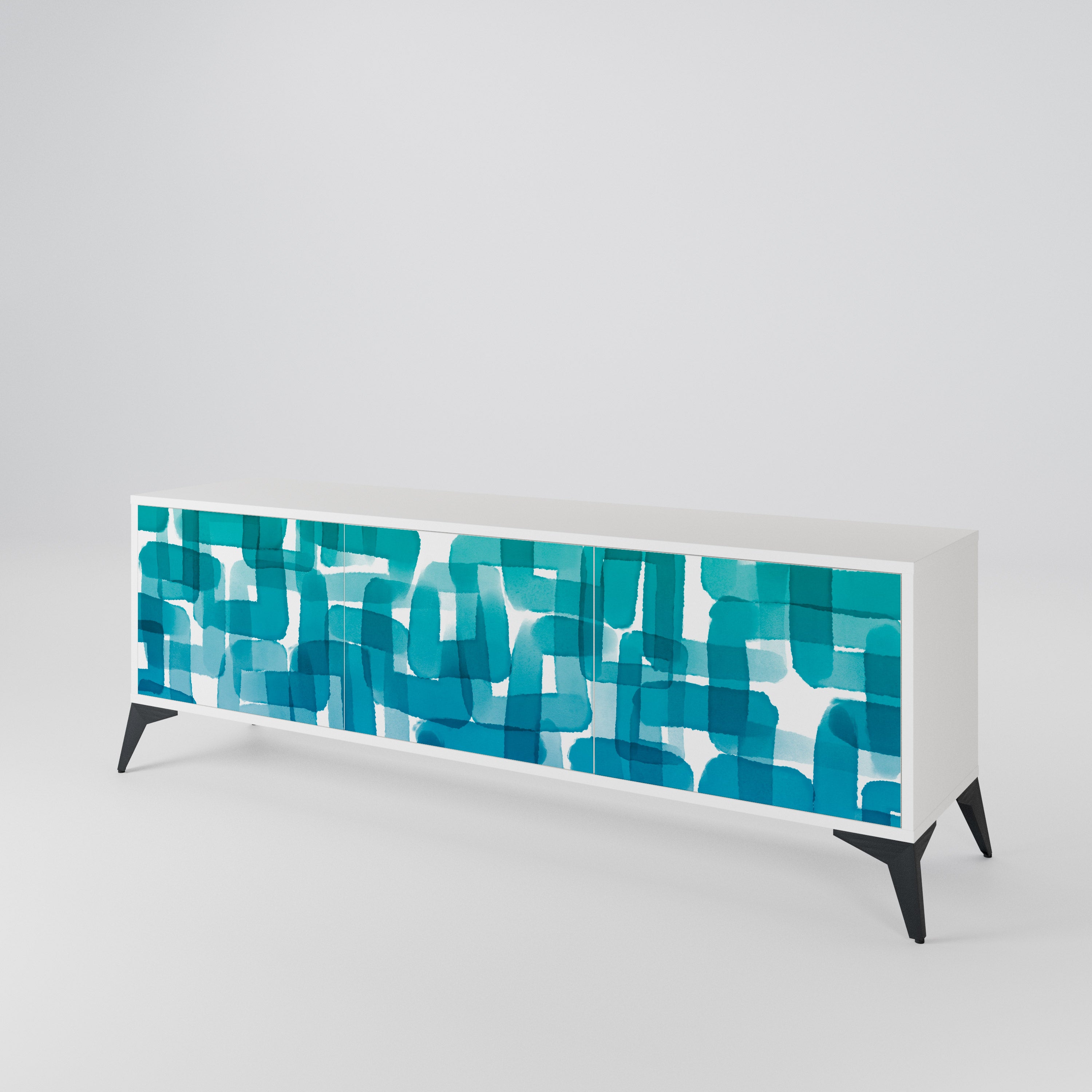 TURQUOISE RECTANGLES Třídveřový TV stolek