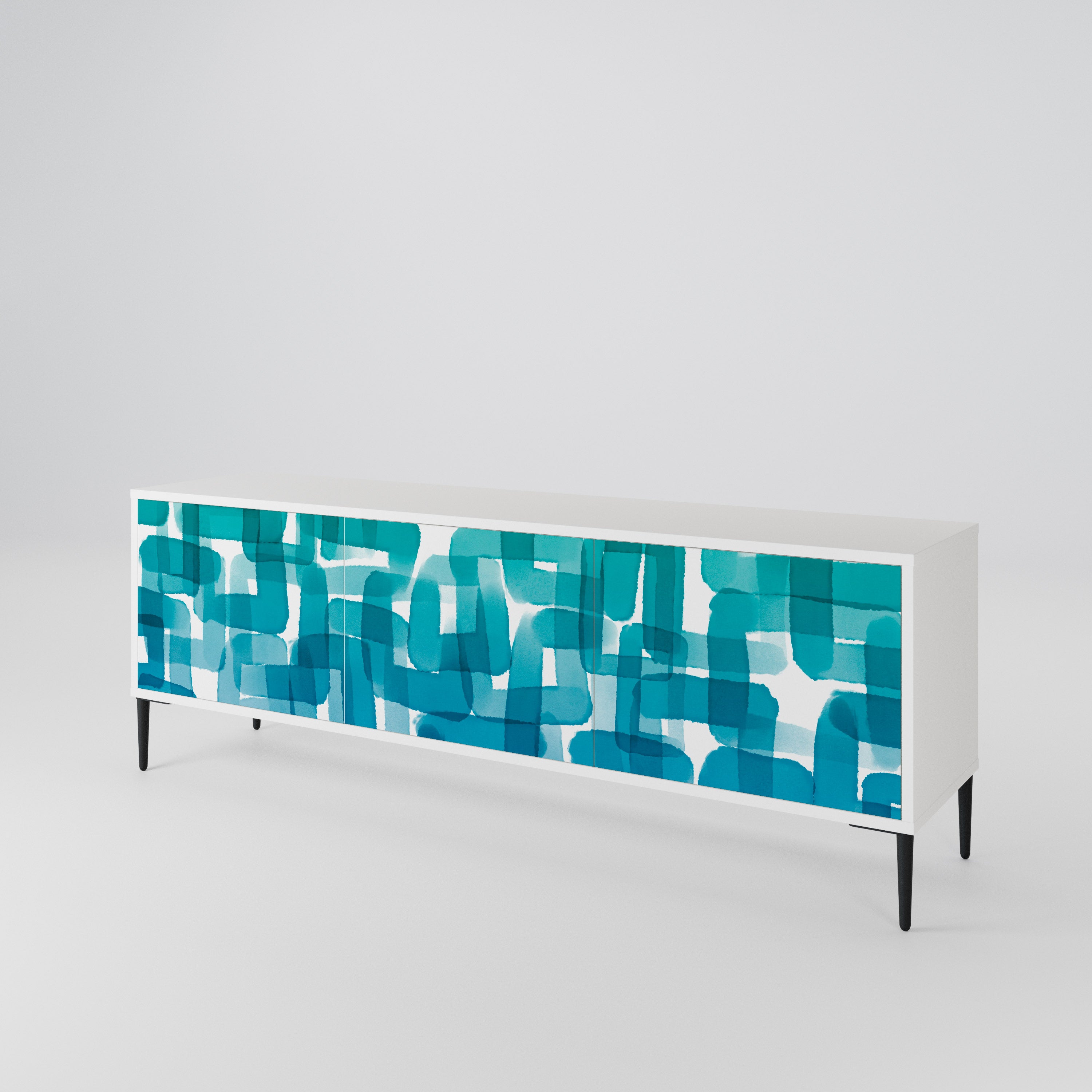 TURQUOISE RECTANGLES Třídveřový TV stolek