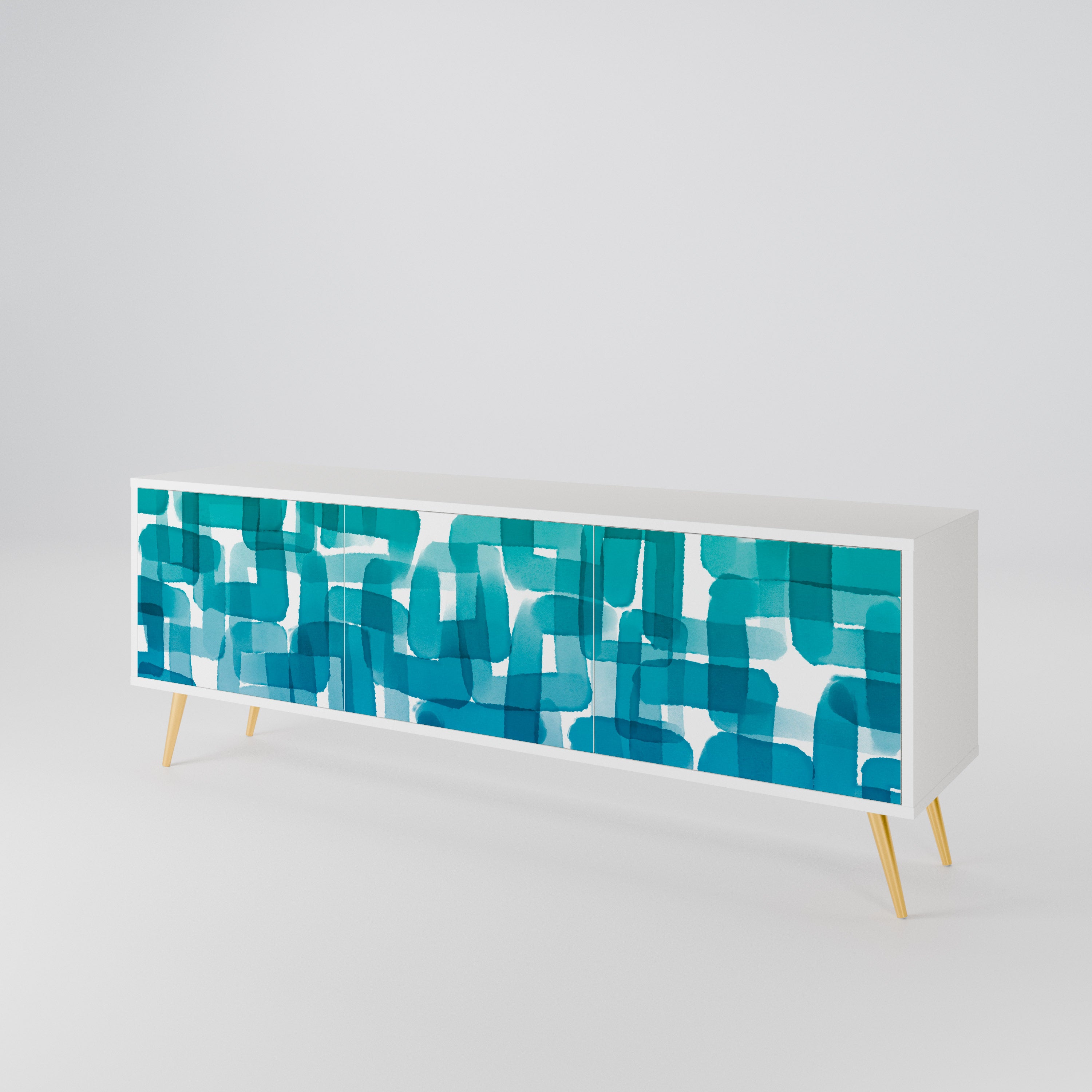 TURQUOISE RECTANGLES Třídveřový TV stolek