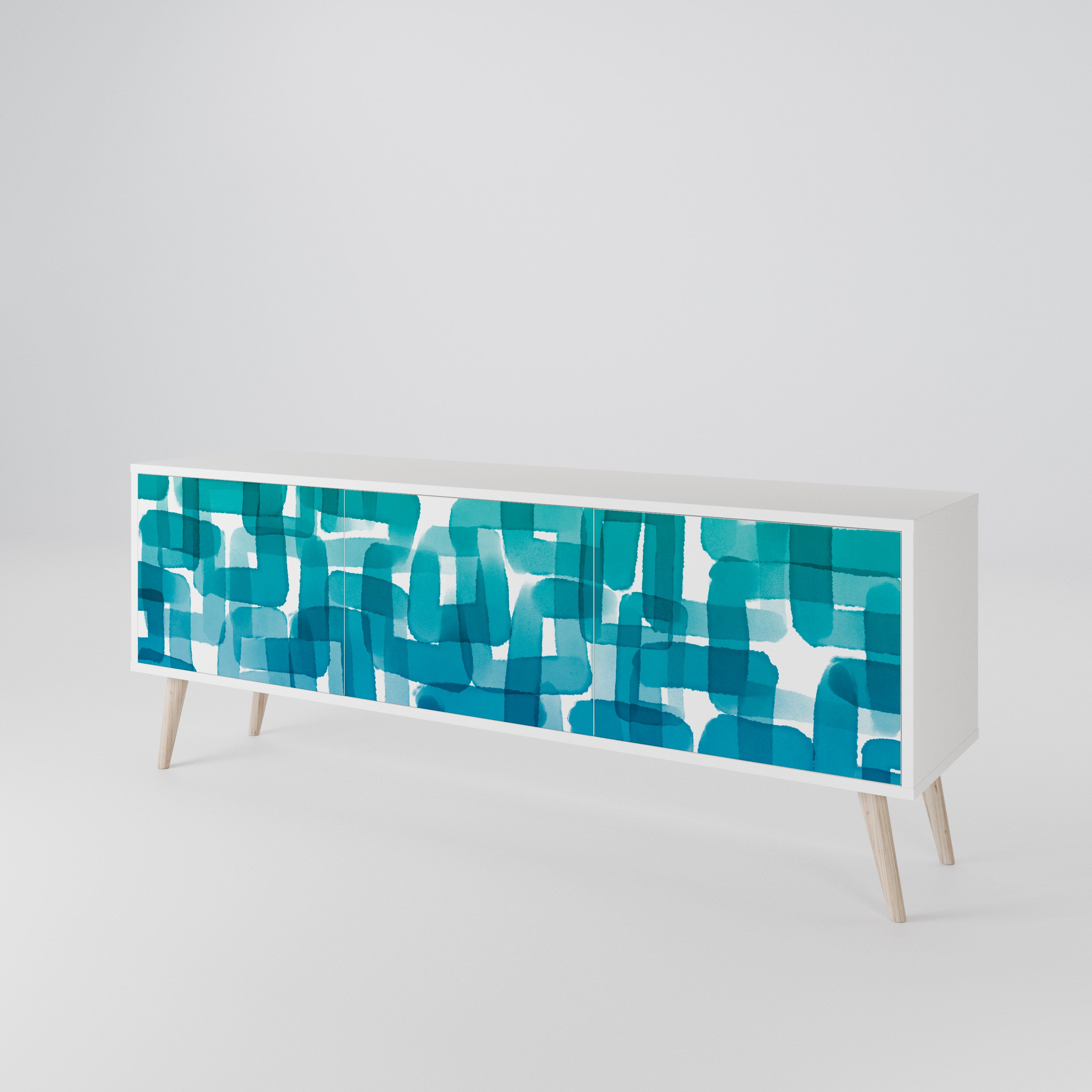 TURQUOISE RECTANGLES Třídveřový TV stolek