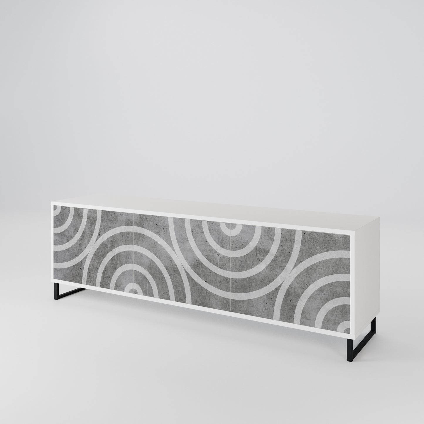 CIRCLE CONCRETE Třídveřový TV stolek