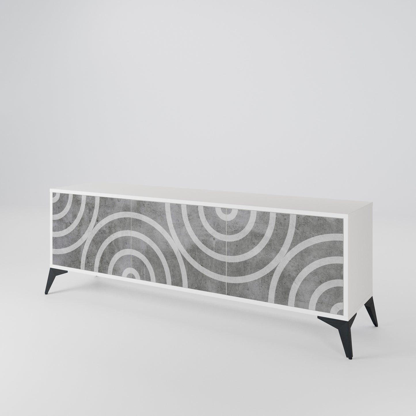 CIRCLE CONCRETE Třídveřový TV stolek