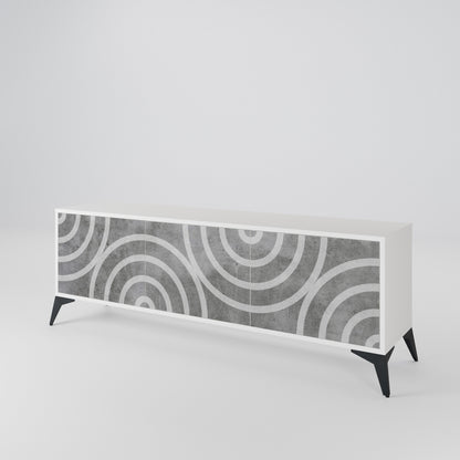 CIRCLE CONCRETE Třídveřový TV stolek