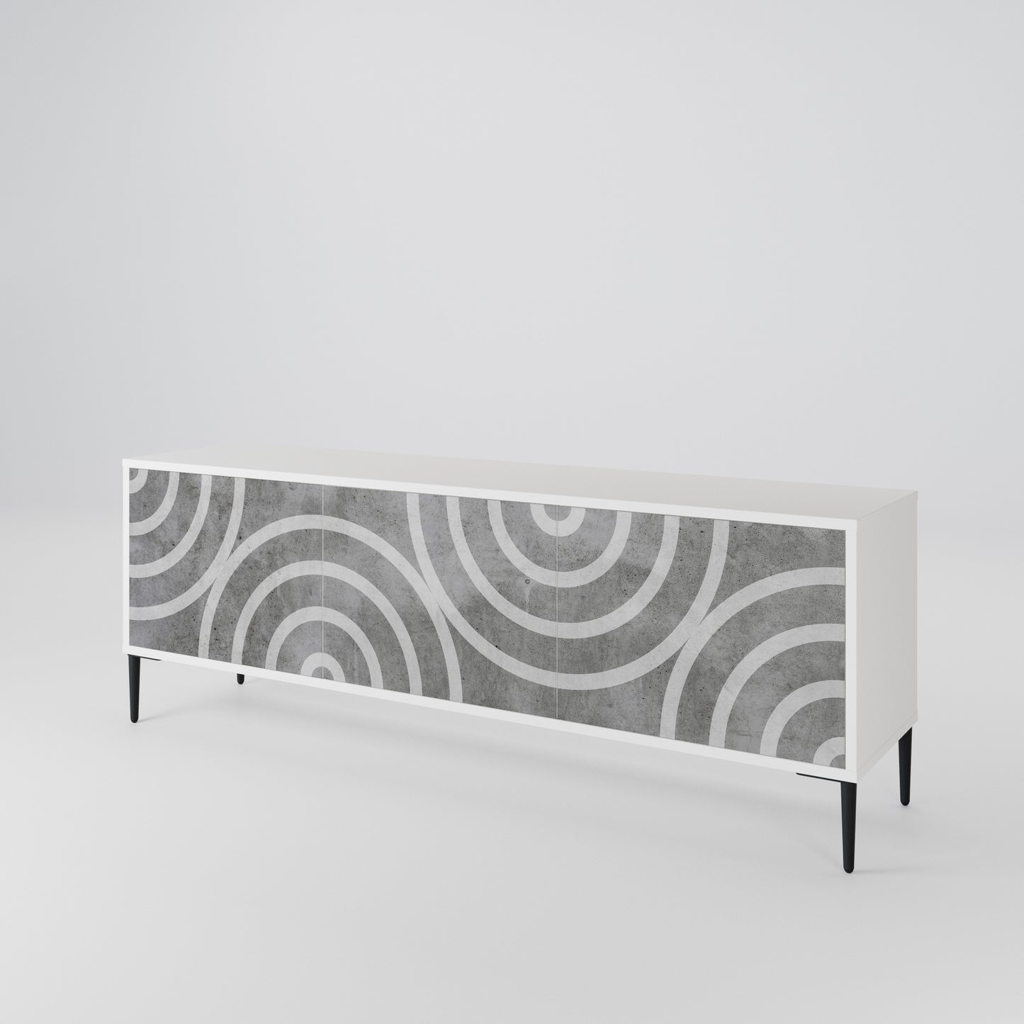 CIRCLE CONCRETE Třídveřový TV stolek