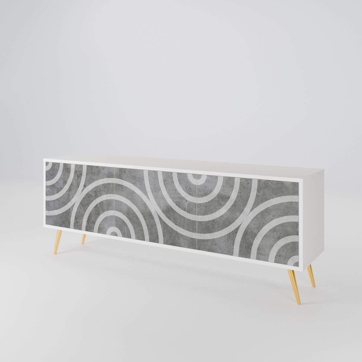 CIRCLE CONCRETE Třídveřový TV stolek