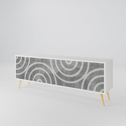 CIRCLE CONCRETE Třídveřový TV stolek
