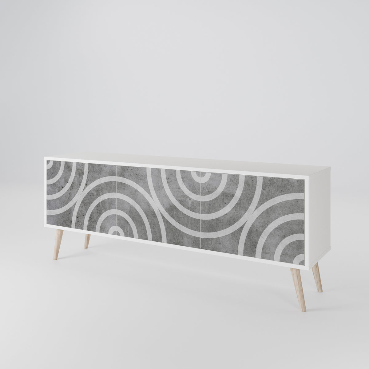 CIRCLE CONCRETE Třídveřový TV stolek