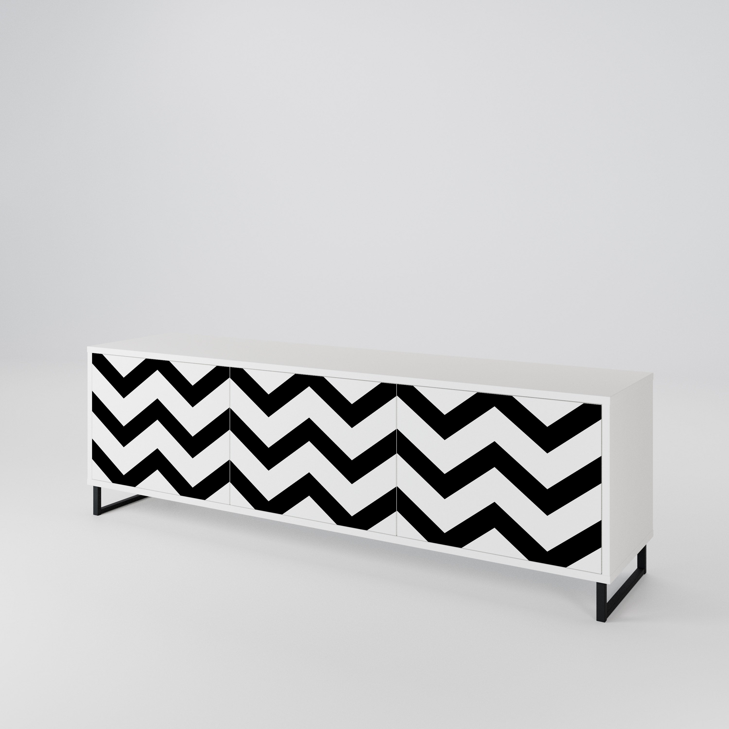 CLASSIC ZIG ZAG Třídveřový TV stolek