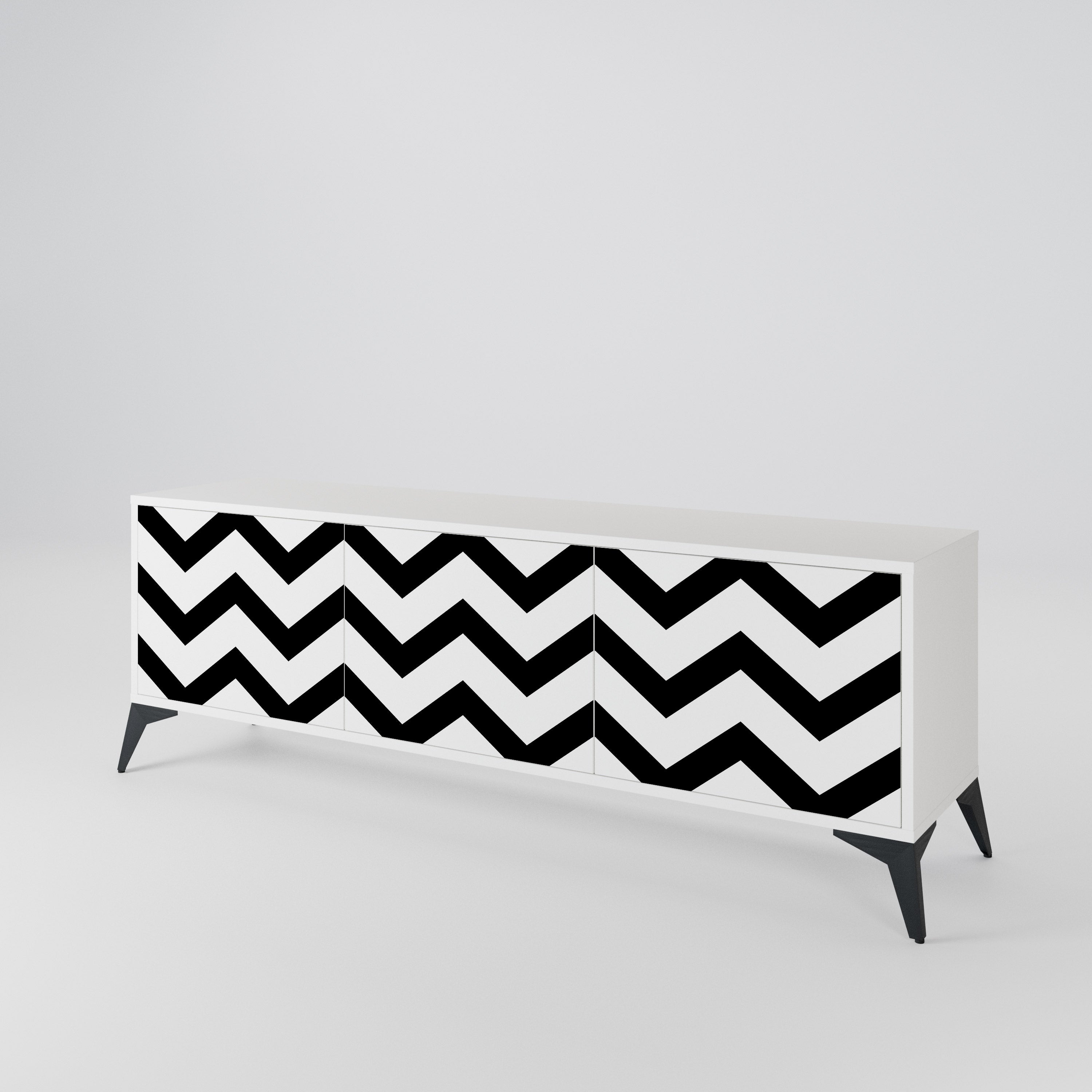 CLASSIC ZIG ZAG Třídveřový TV stolek