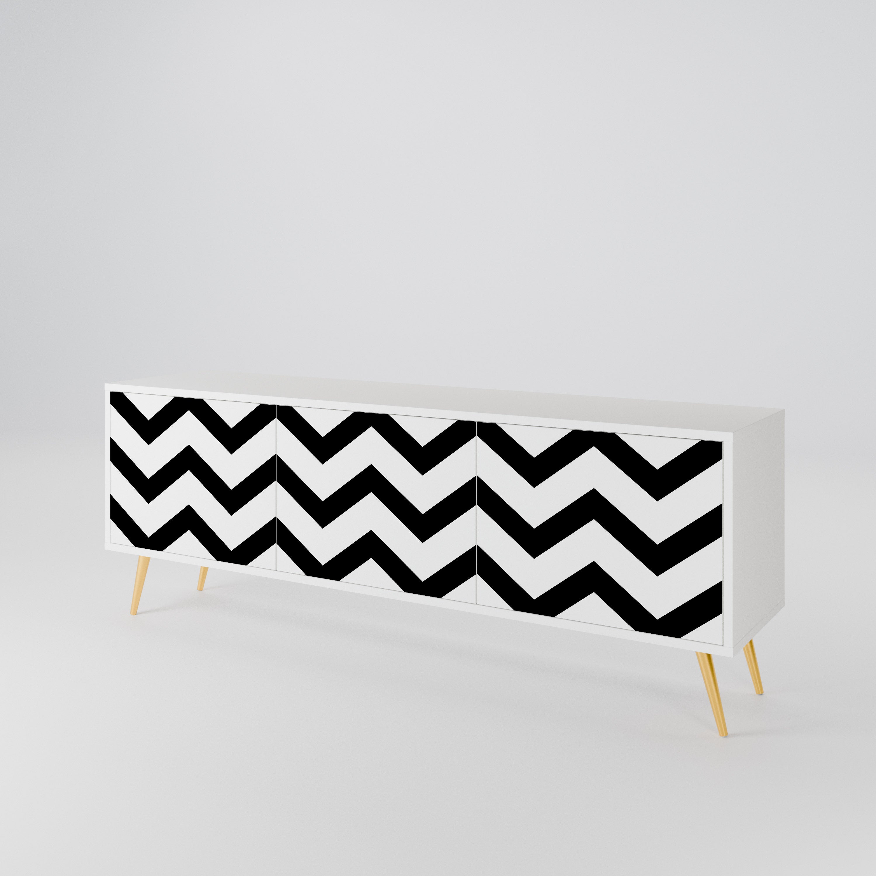 CLASSIC ZIG ZAG Třídveřový TV stolek