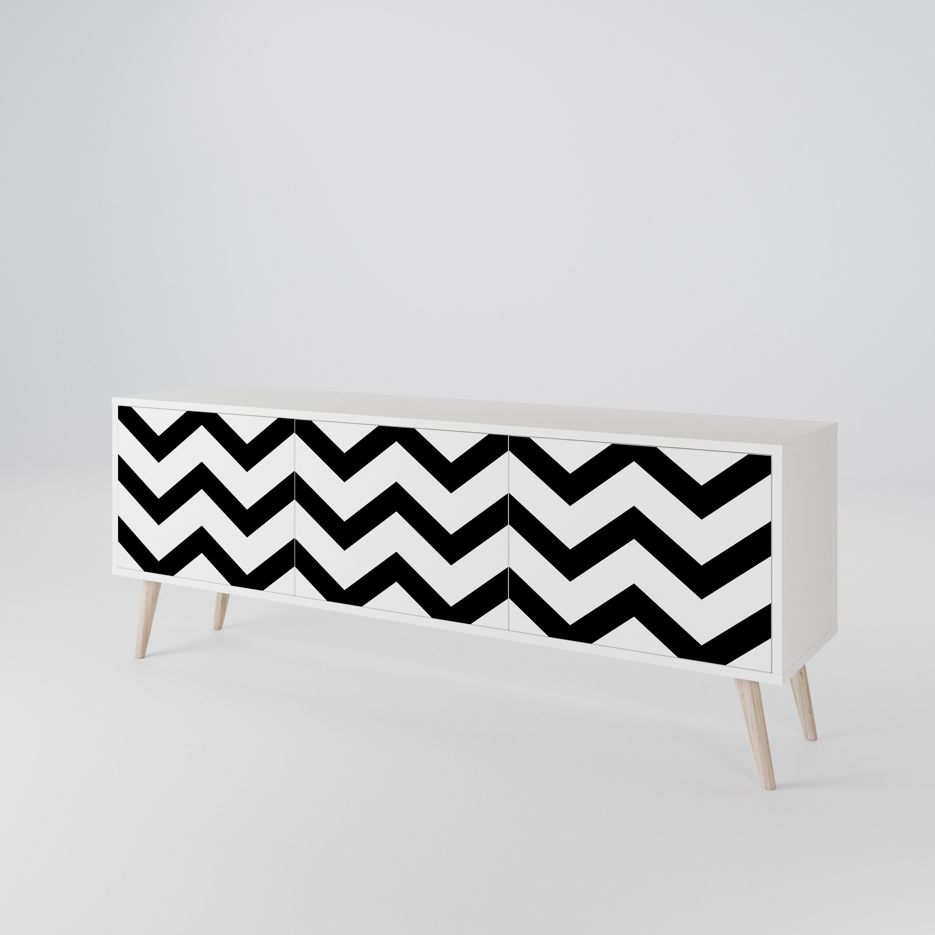CLASSIC ZIG ZAG Třídveřový TV stolek