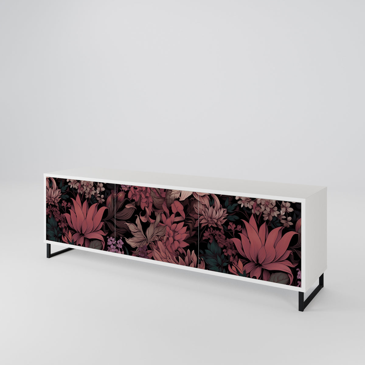FLORAL WHISPER Třídveřový TV stolek