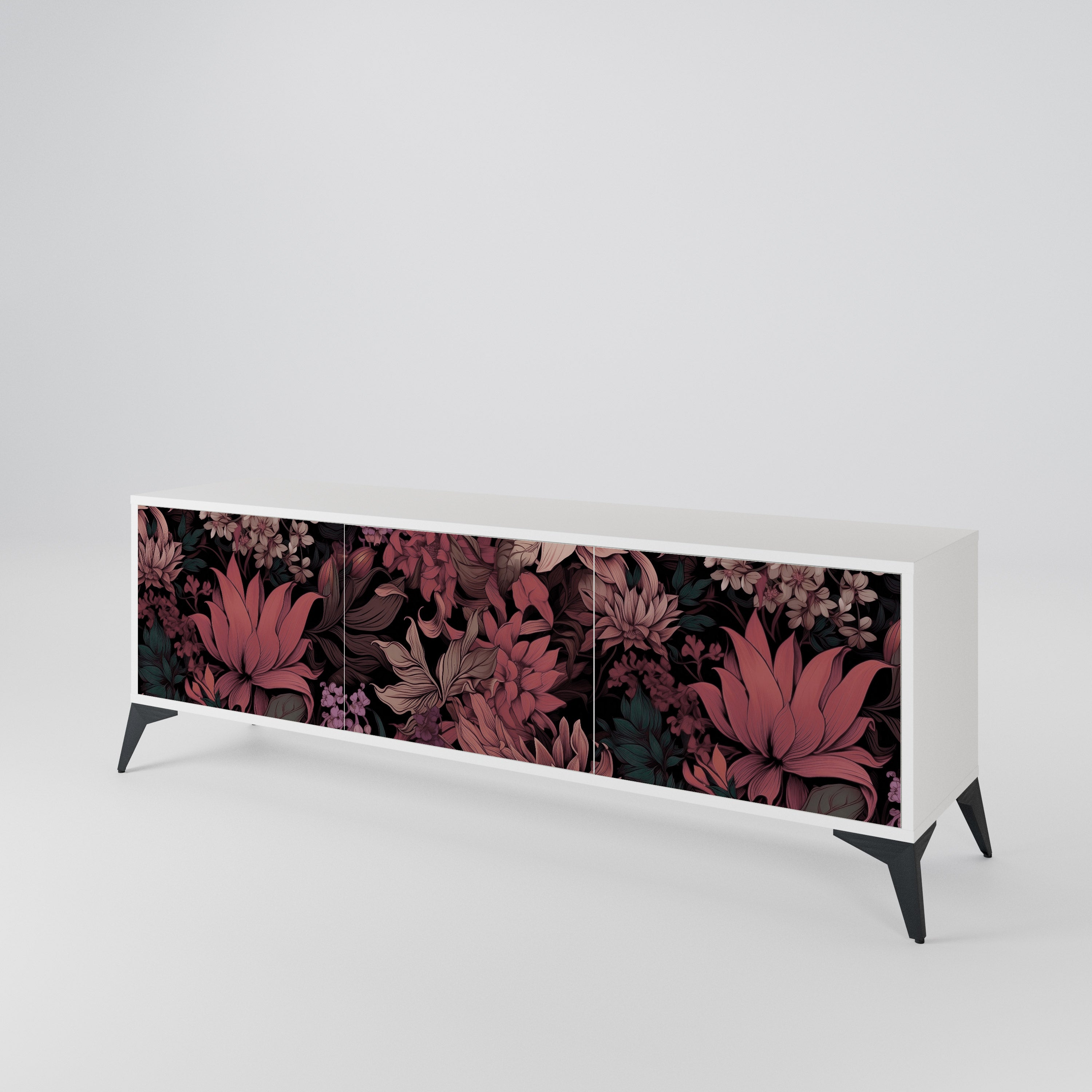 FLORAL WHISPER Třídveřový TV stolek