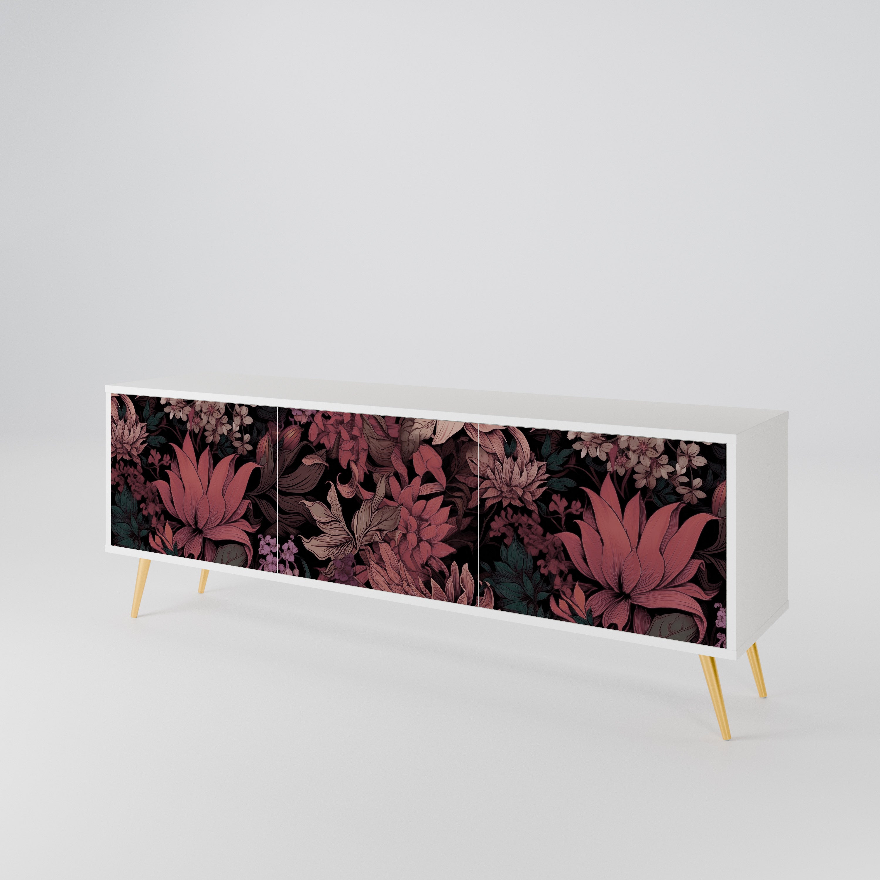 FLORAL WHISPER Třídveřový TV stolek