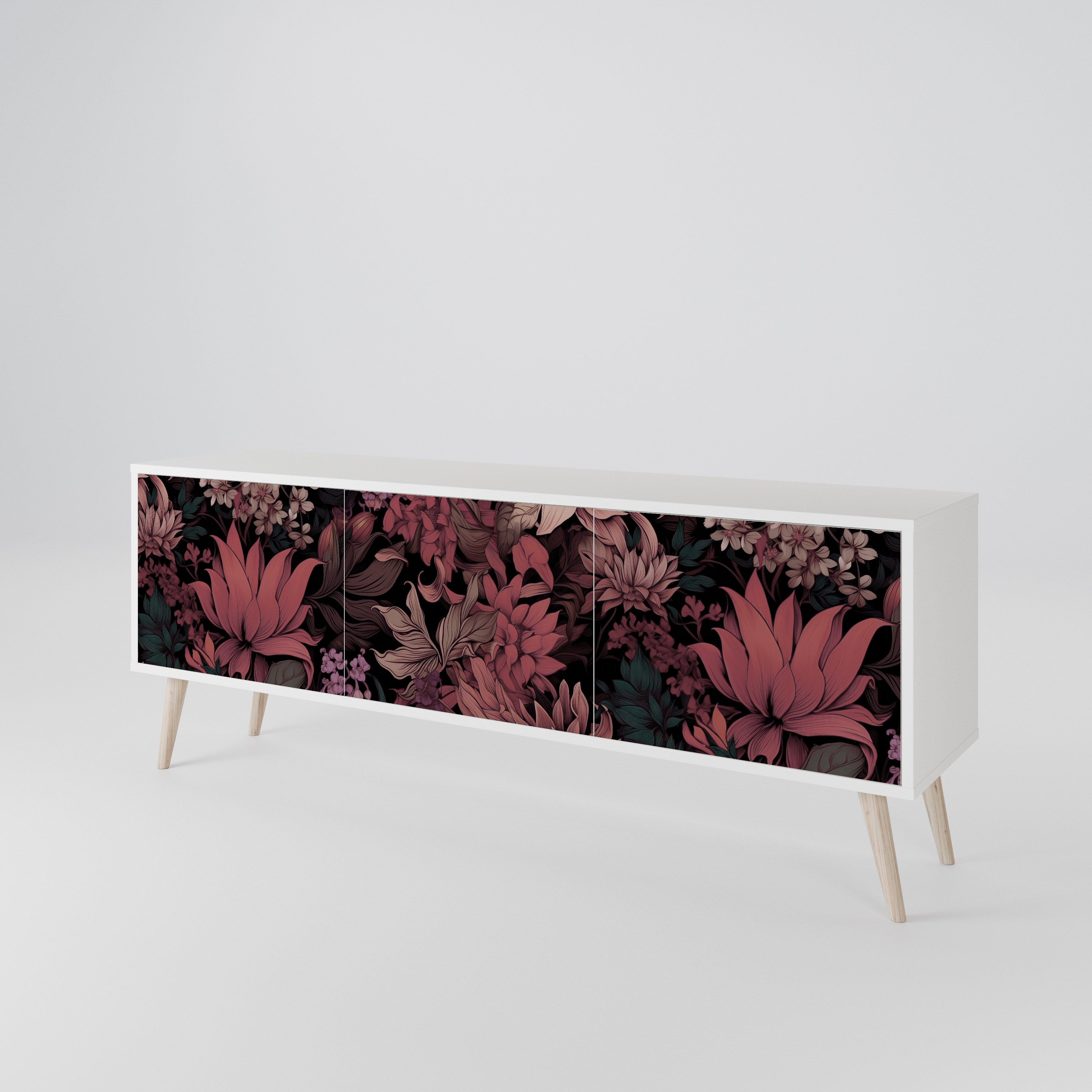 FLORAL WHISPER Třídveřový TV stolek