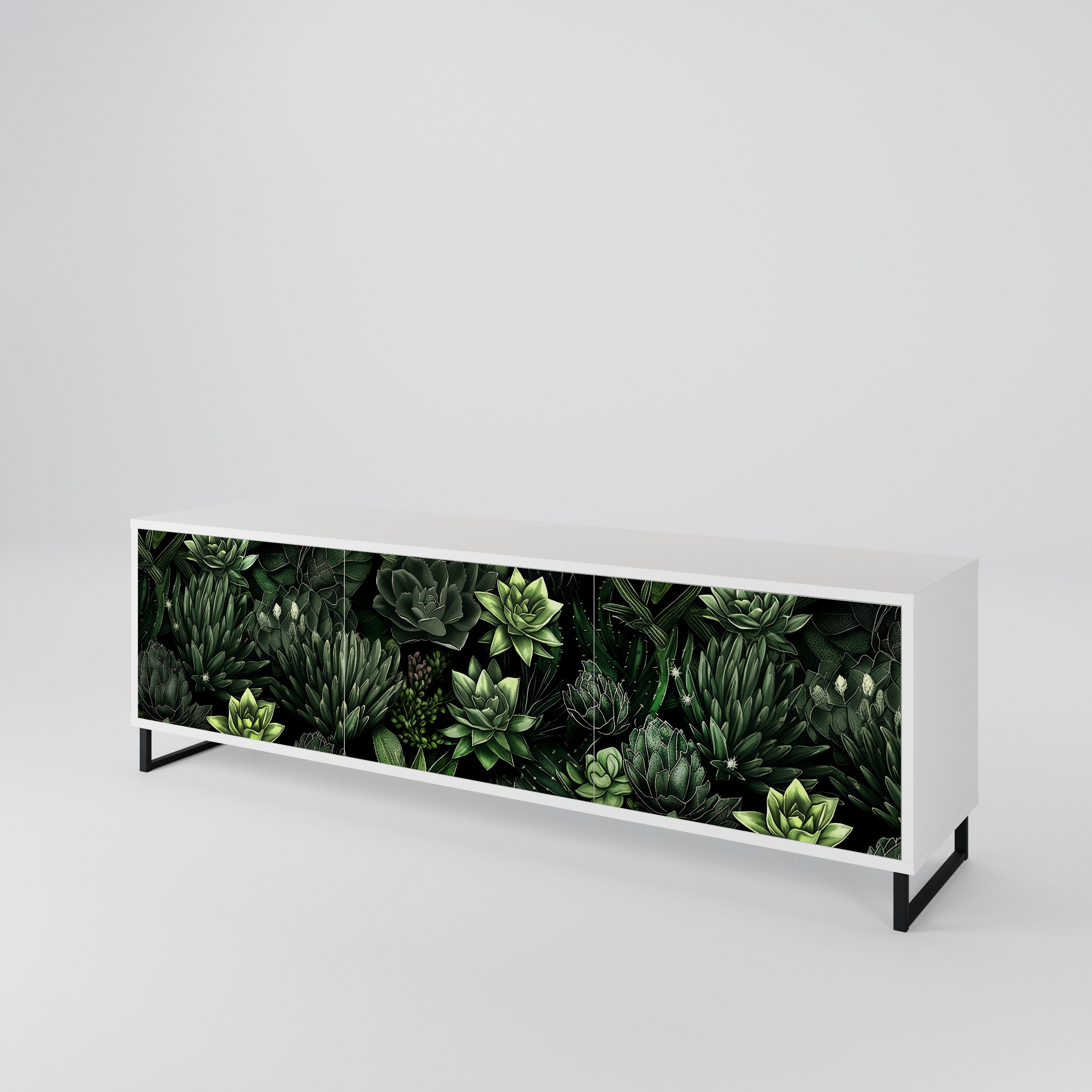 SUCCULENT JUNGLE Třídveřový TV stolek