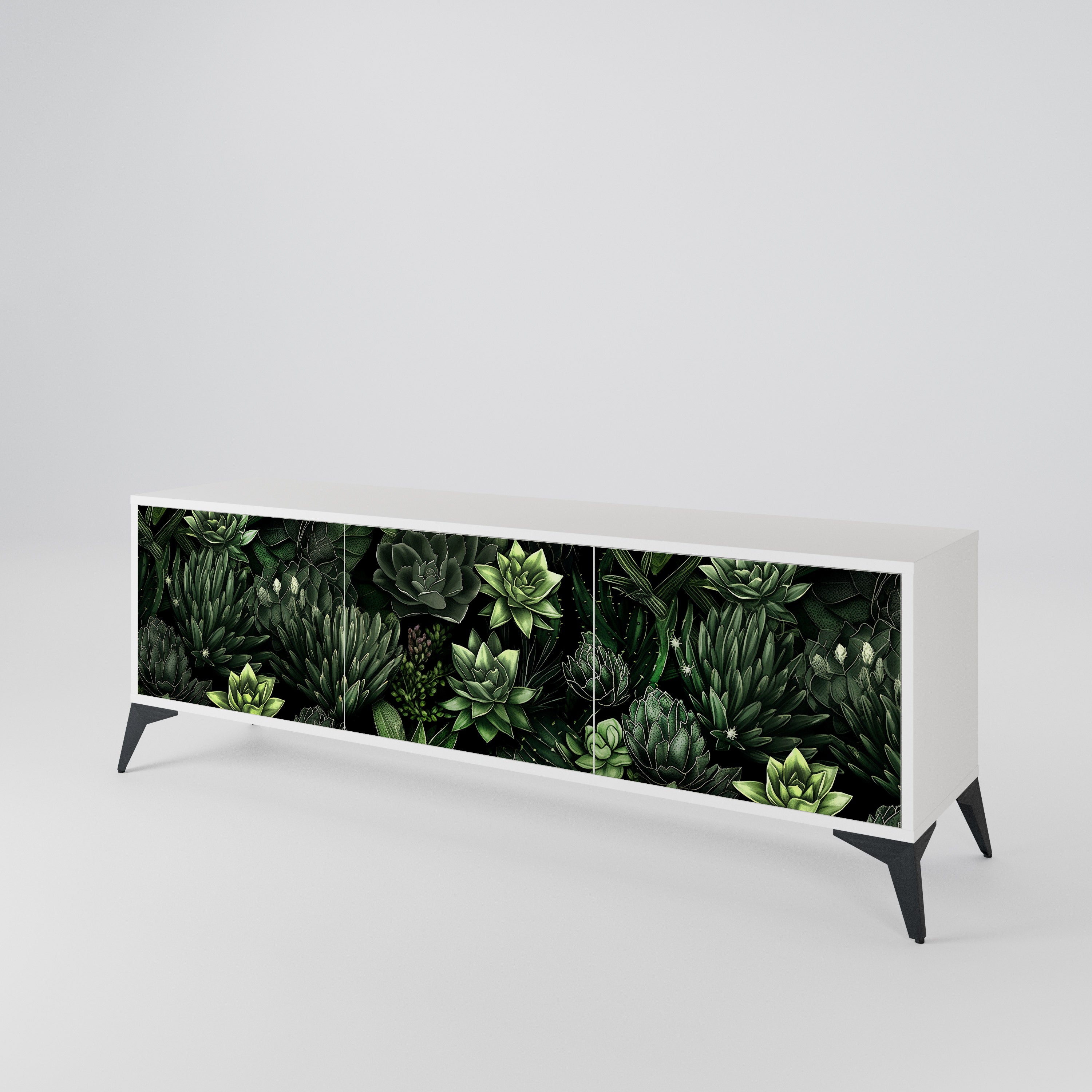 SUCCULENT JUNGLE Třídveřový TV stolek