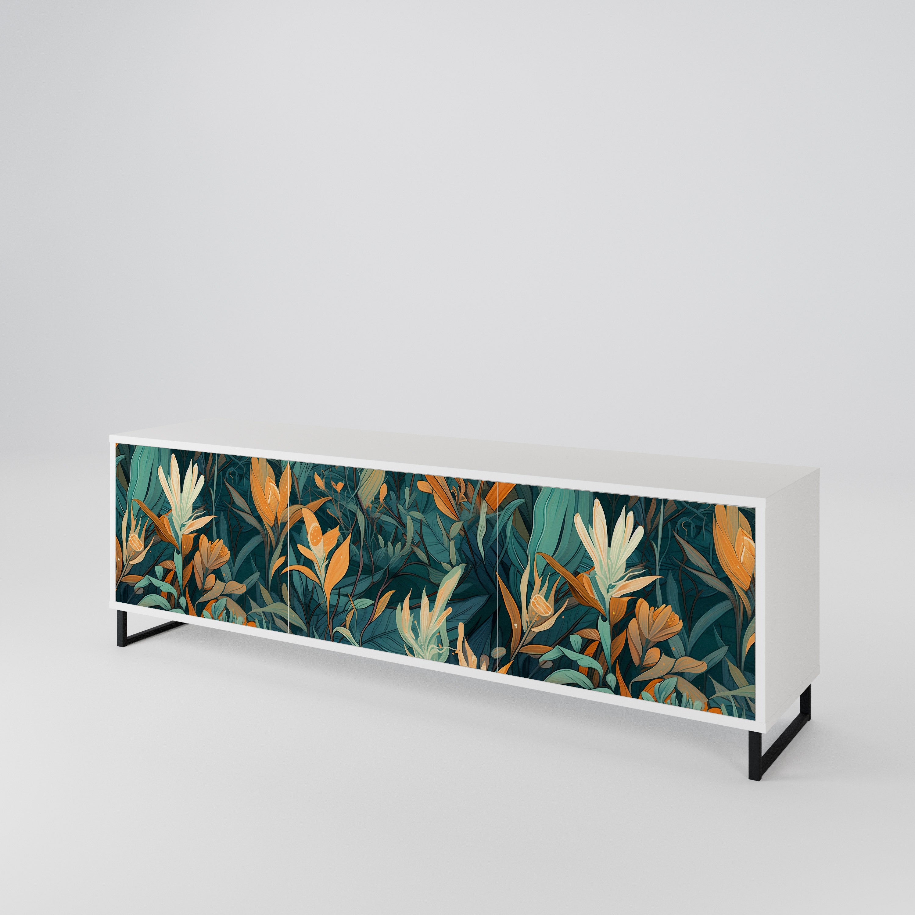 FLORAL SERENITY Třídveřový TV stolek