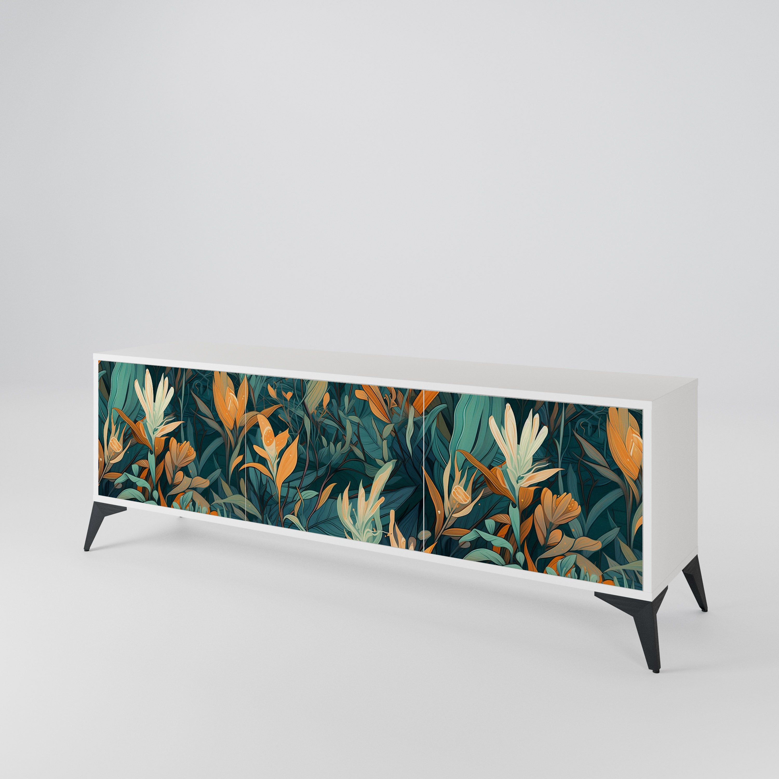 FLORAL SERENITY Třídveřový TV stolek