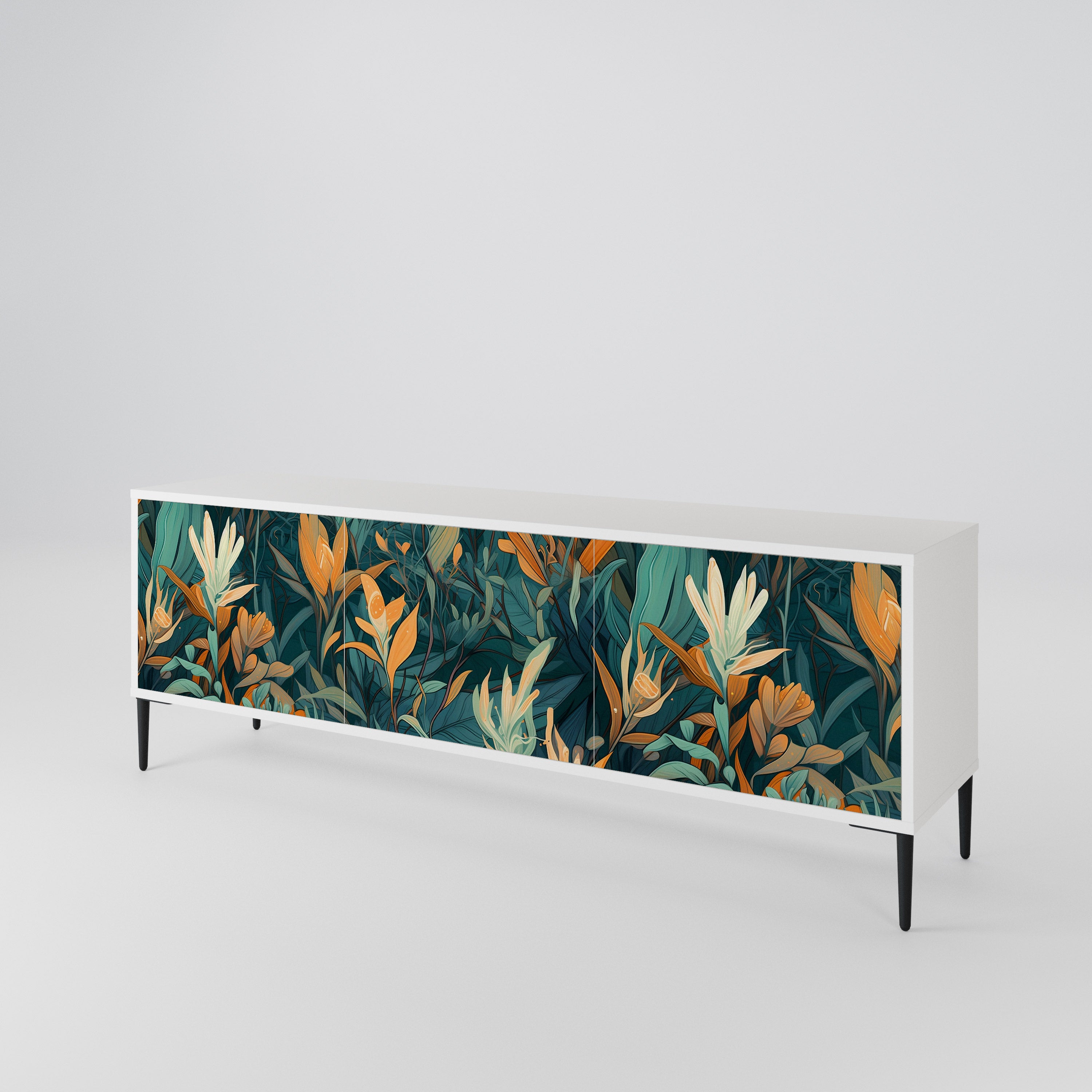 FLORAL SERENITY Třídveřový TV stolek