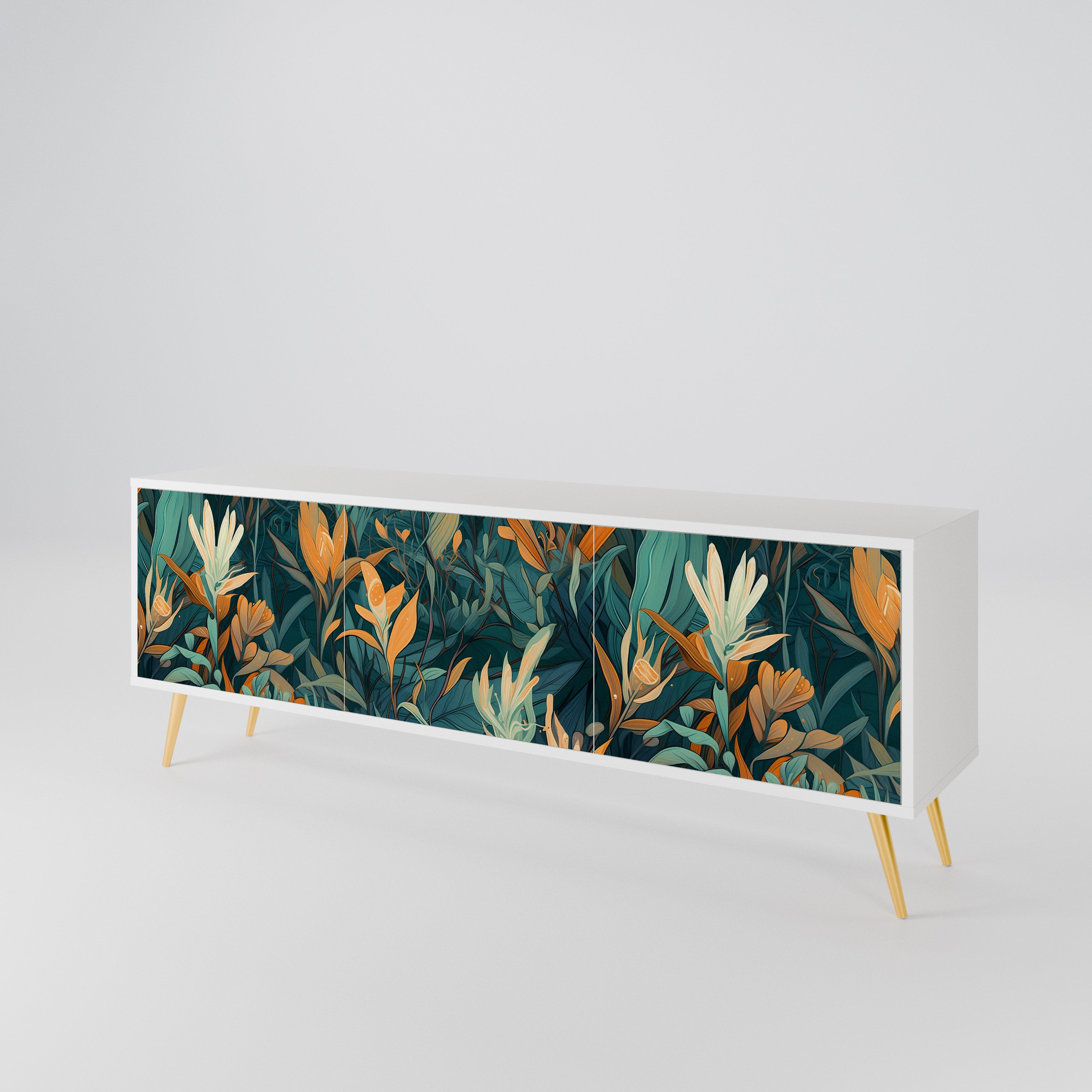 FLORAL SERENITY Třídveřový TV stolek