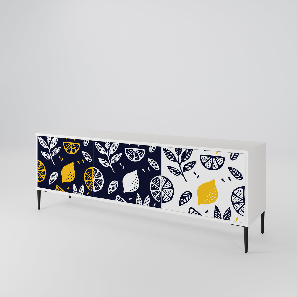 CITRUS BLACK AND WHITE Třídveřový TV stolek