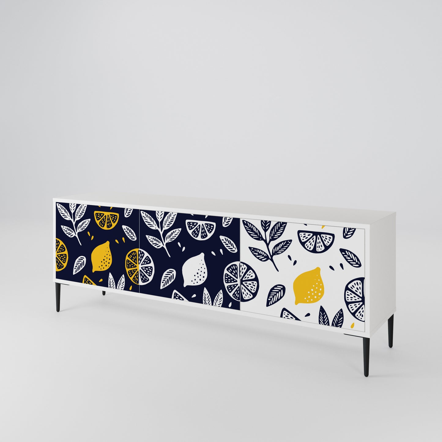 CITRUS BLACK AND WHITE Třídveřový TV stolek