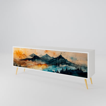 OMINOUS MOUNTAINS Třídveřový TV stolek