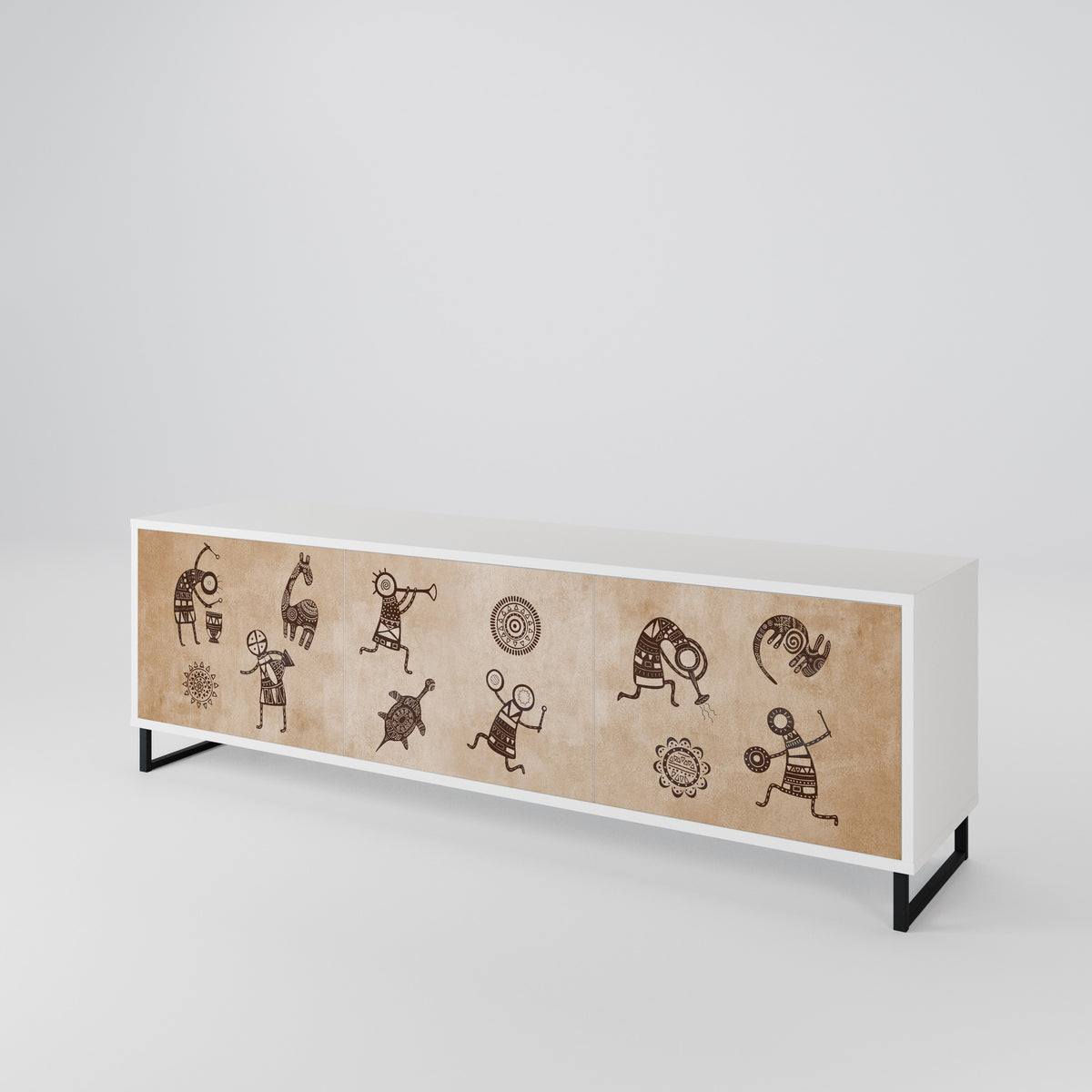 AFRICAN STYLE Třídveřový TV stolek