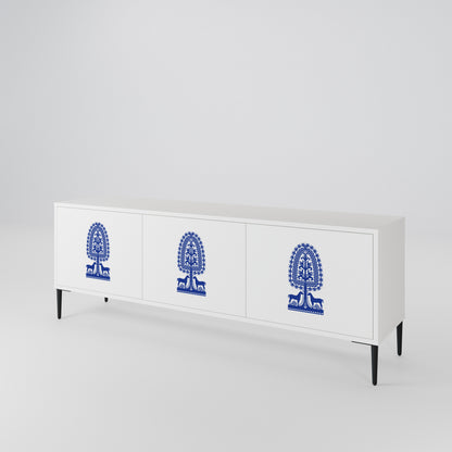 POLISH FOLK ART Třídveřový TV stolek