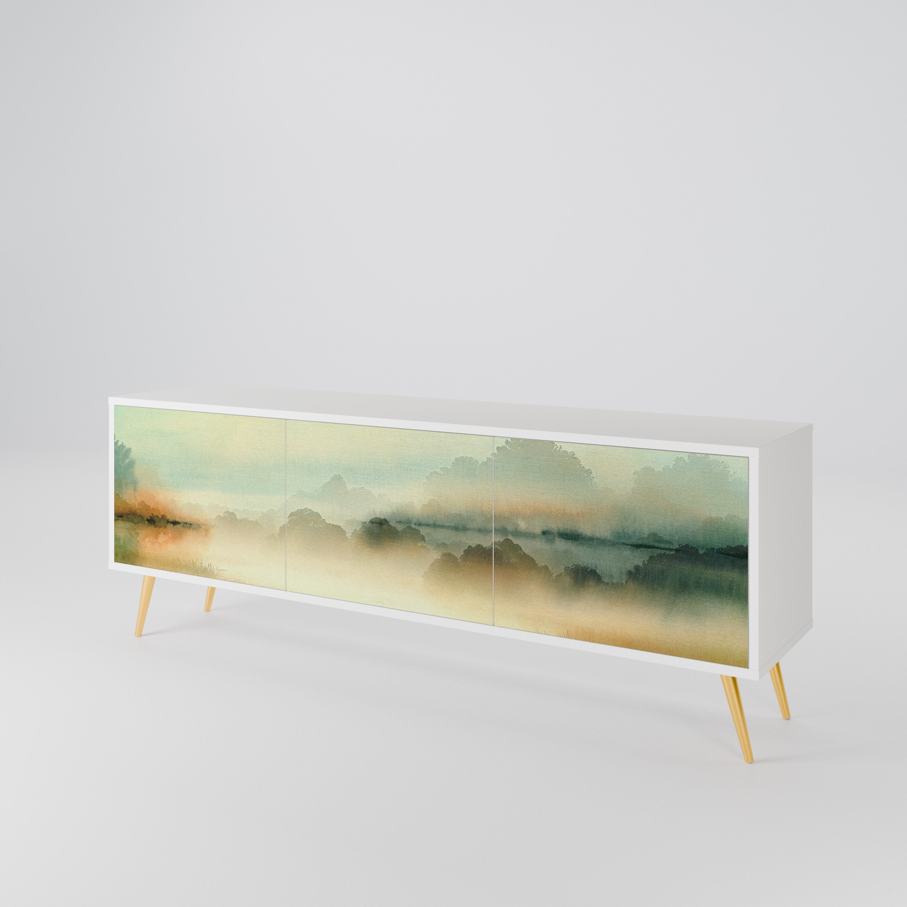 MORNING BY THE LAKE Třídveřový TV stolek