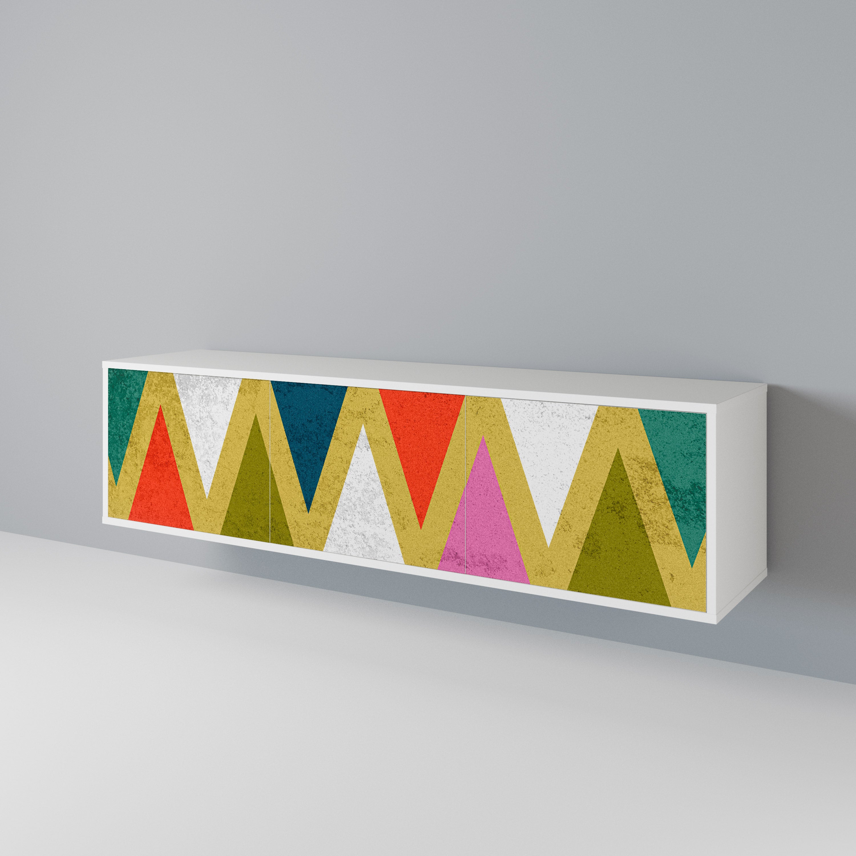 COLORFUL TRIANGLES Třídveřový TV stolek