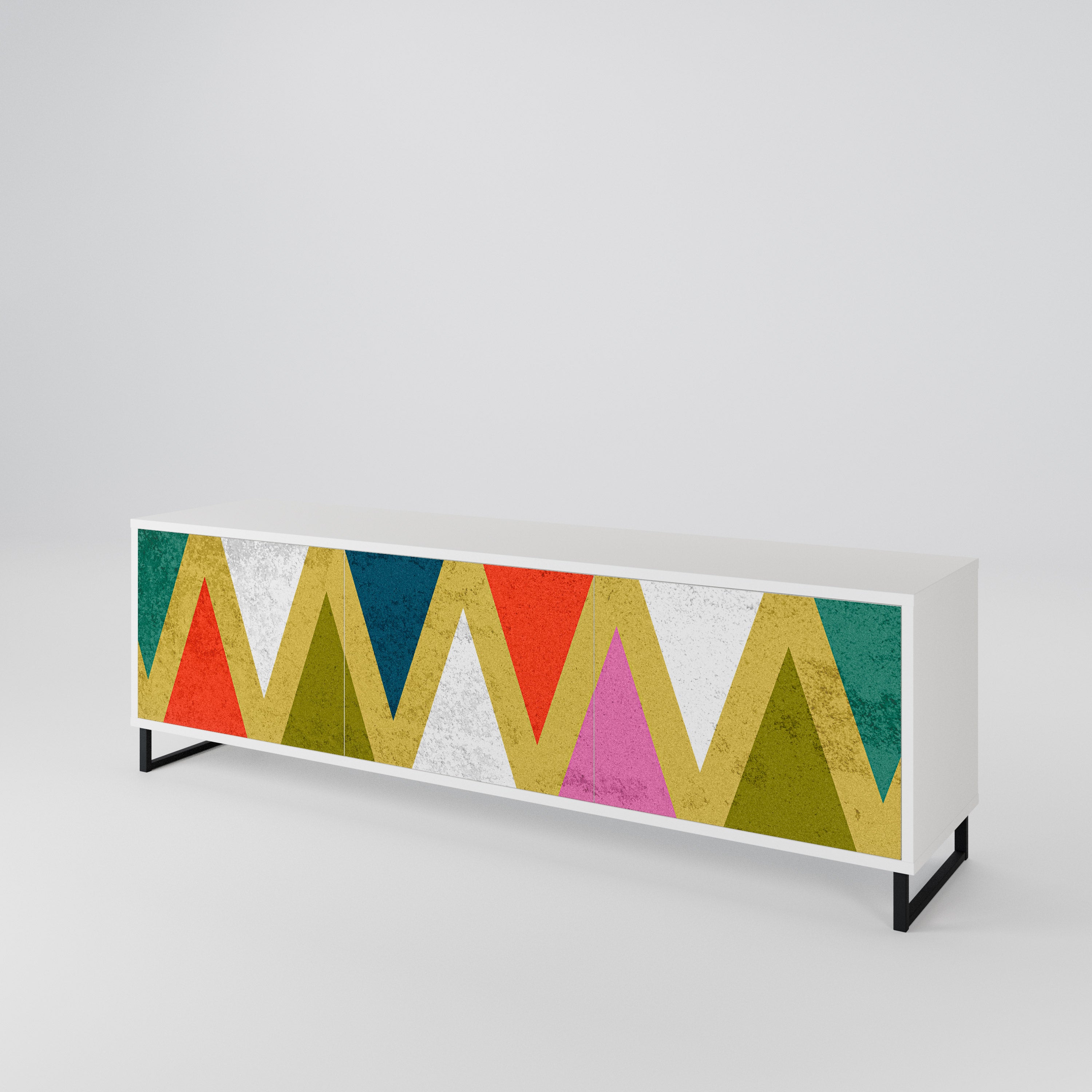COLORFUL TRIANGLES Třídveřový TV stolek