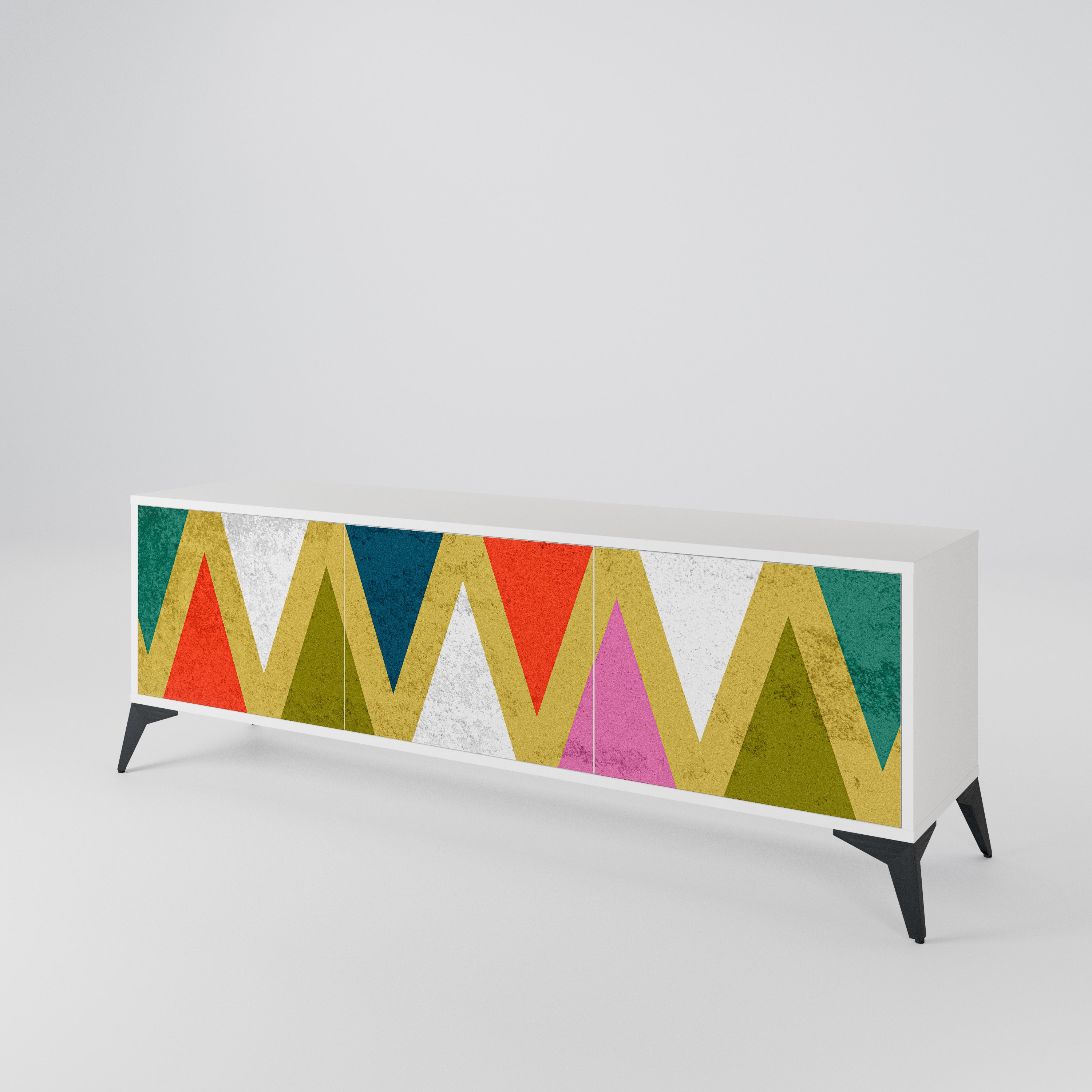 COLORFUL TRIANGLES Třídveřový TV stolek
