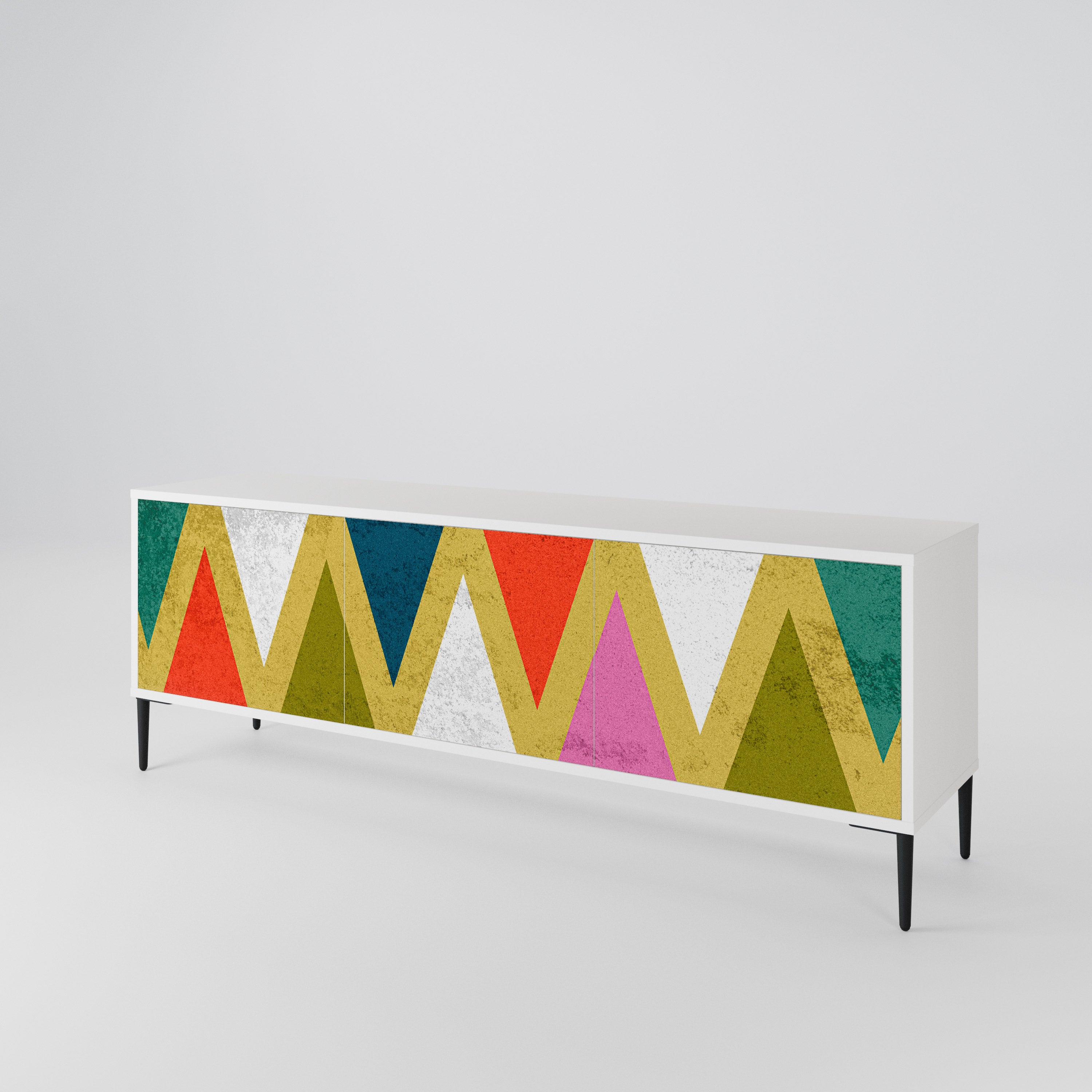 COLORFUL TRIANGLES Třídveřový TV stolek